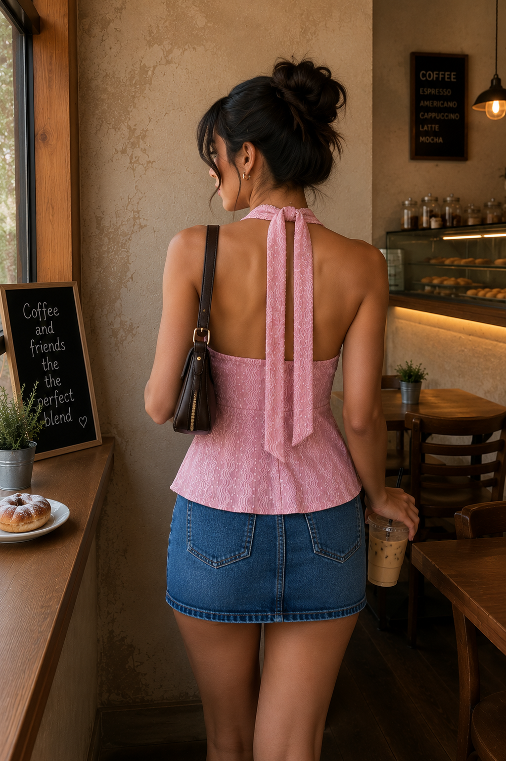 Luxe Halter top- Barbie pink