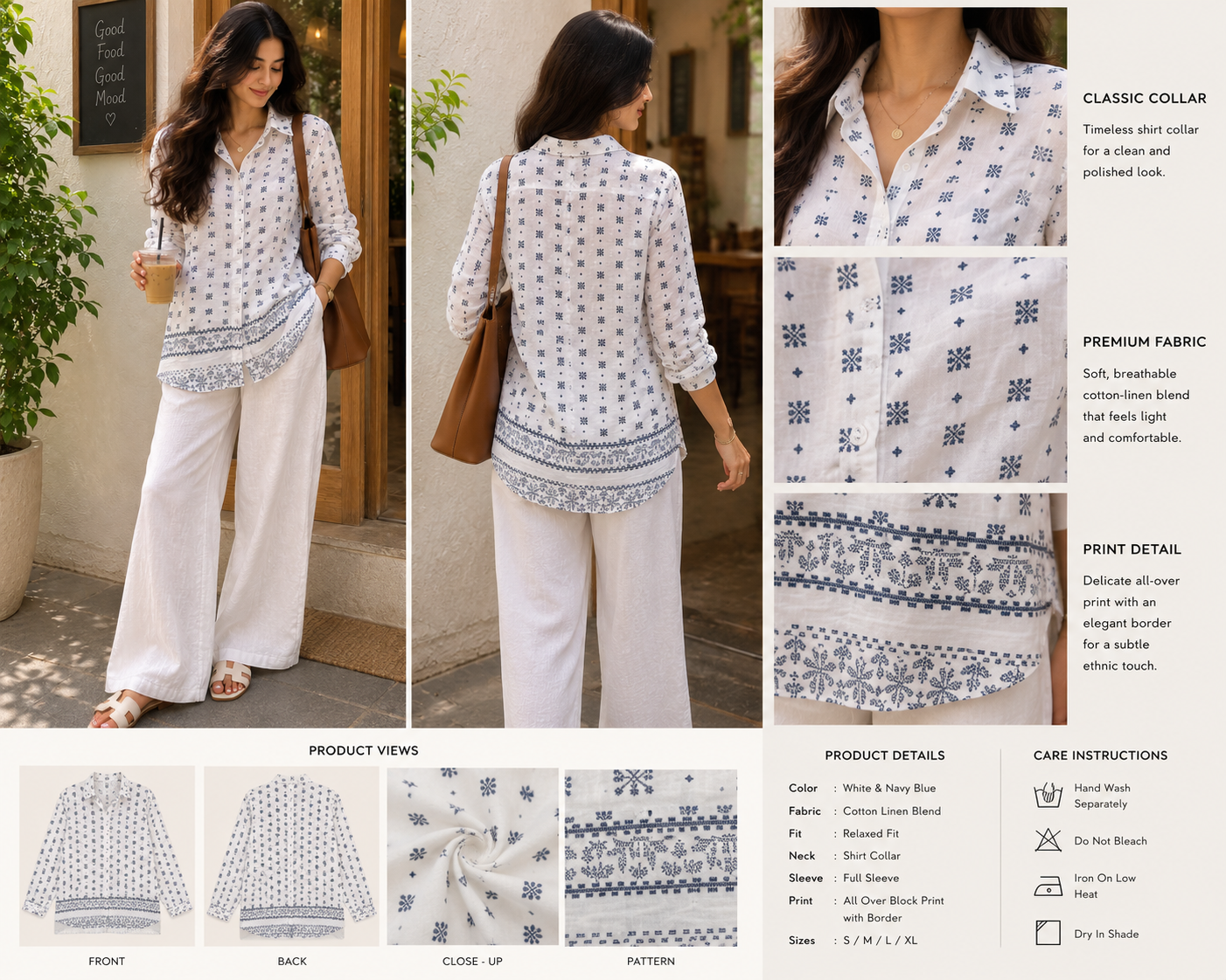White embroidered