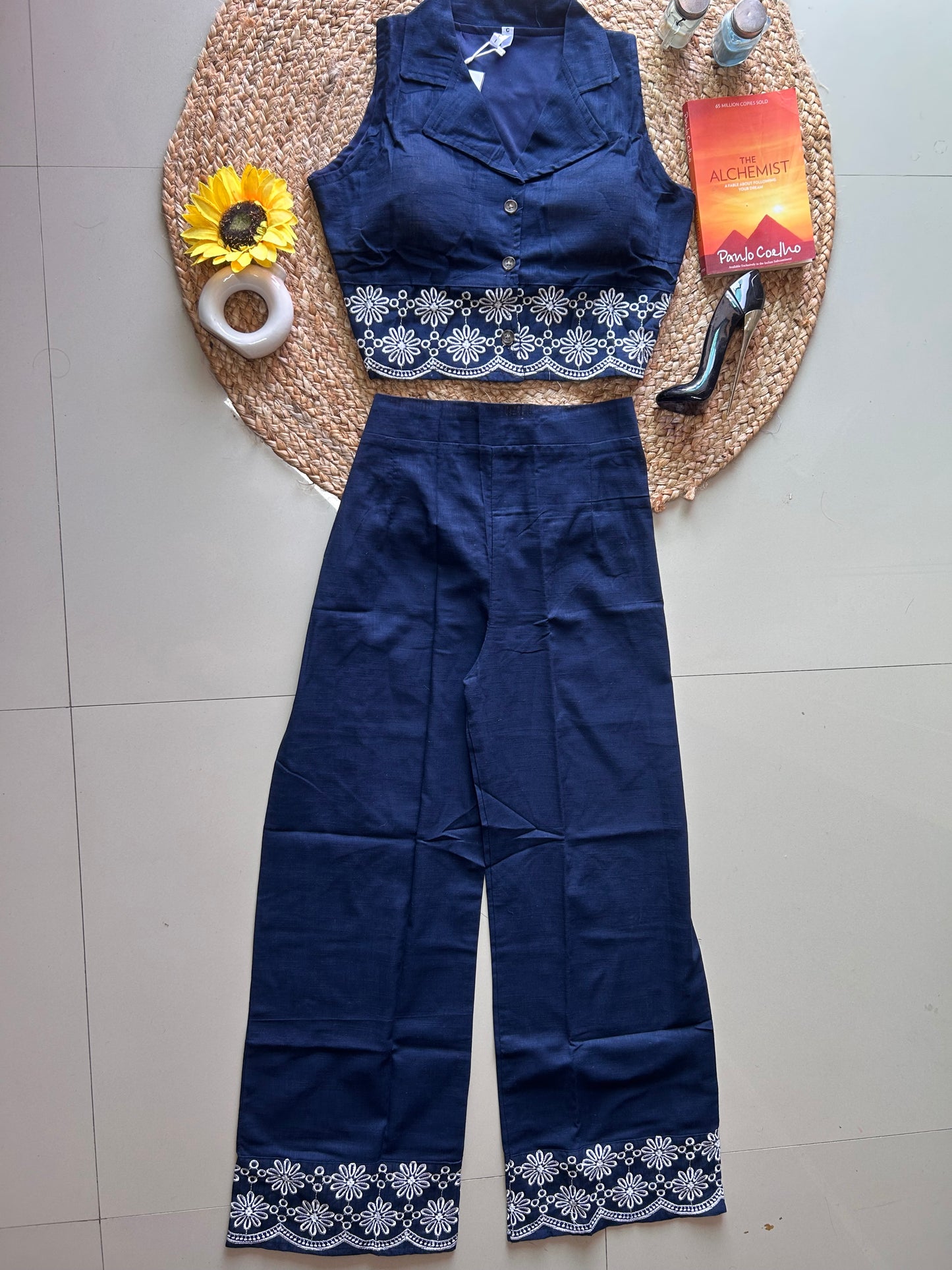 Blue embroidered co-ord set
