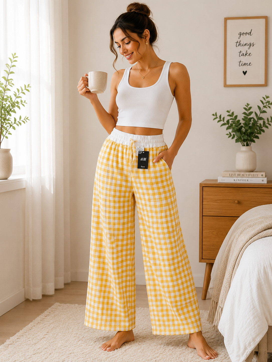 Checked pants - Yellow