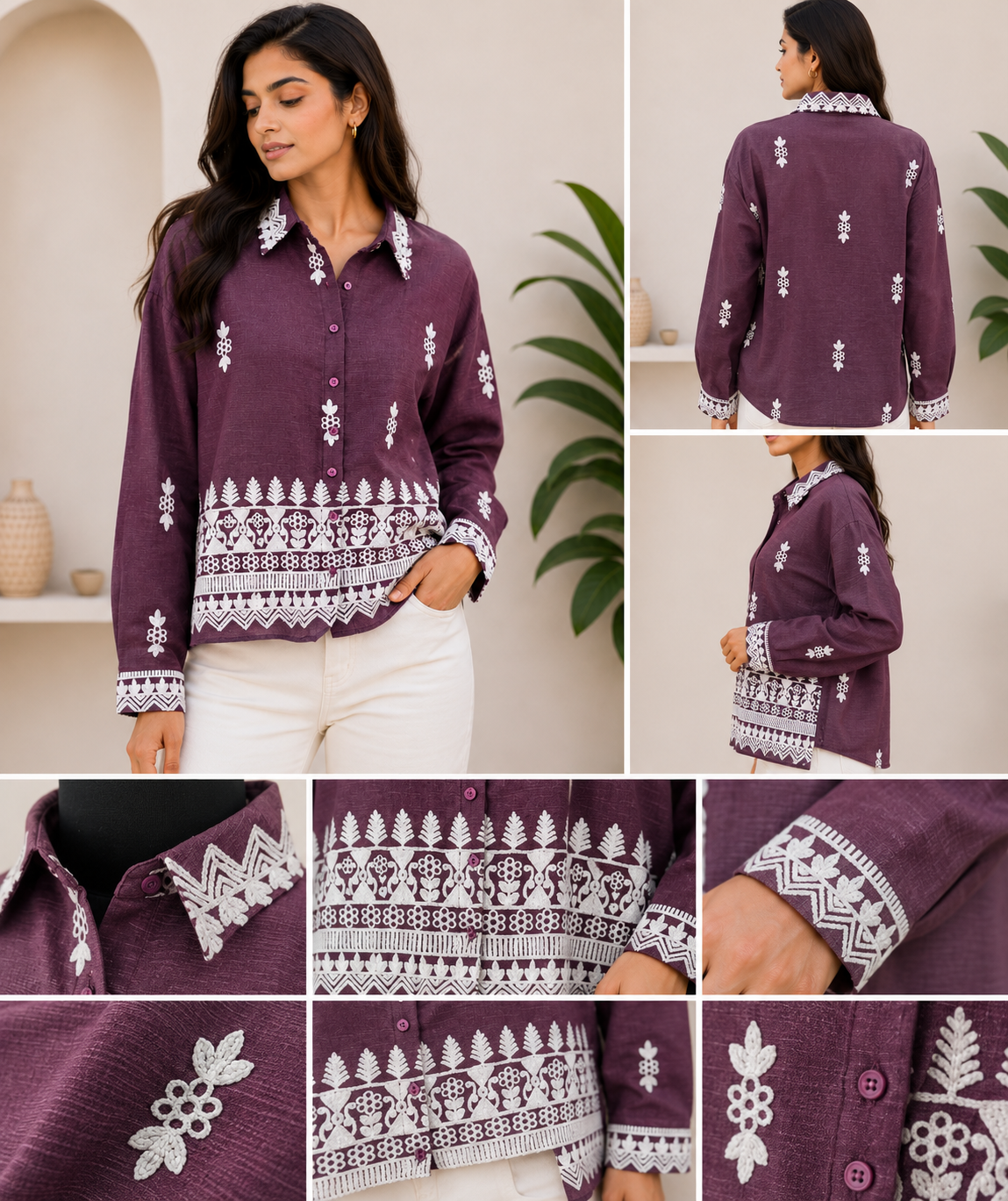 Embroidered shirt - Wine