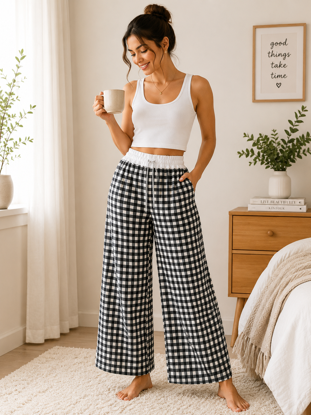 Checked pants - Black