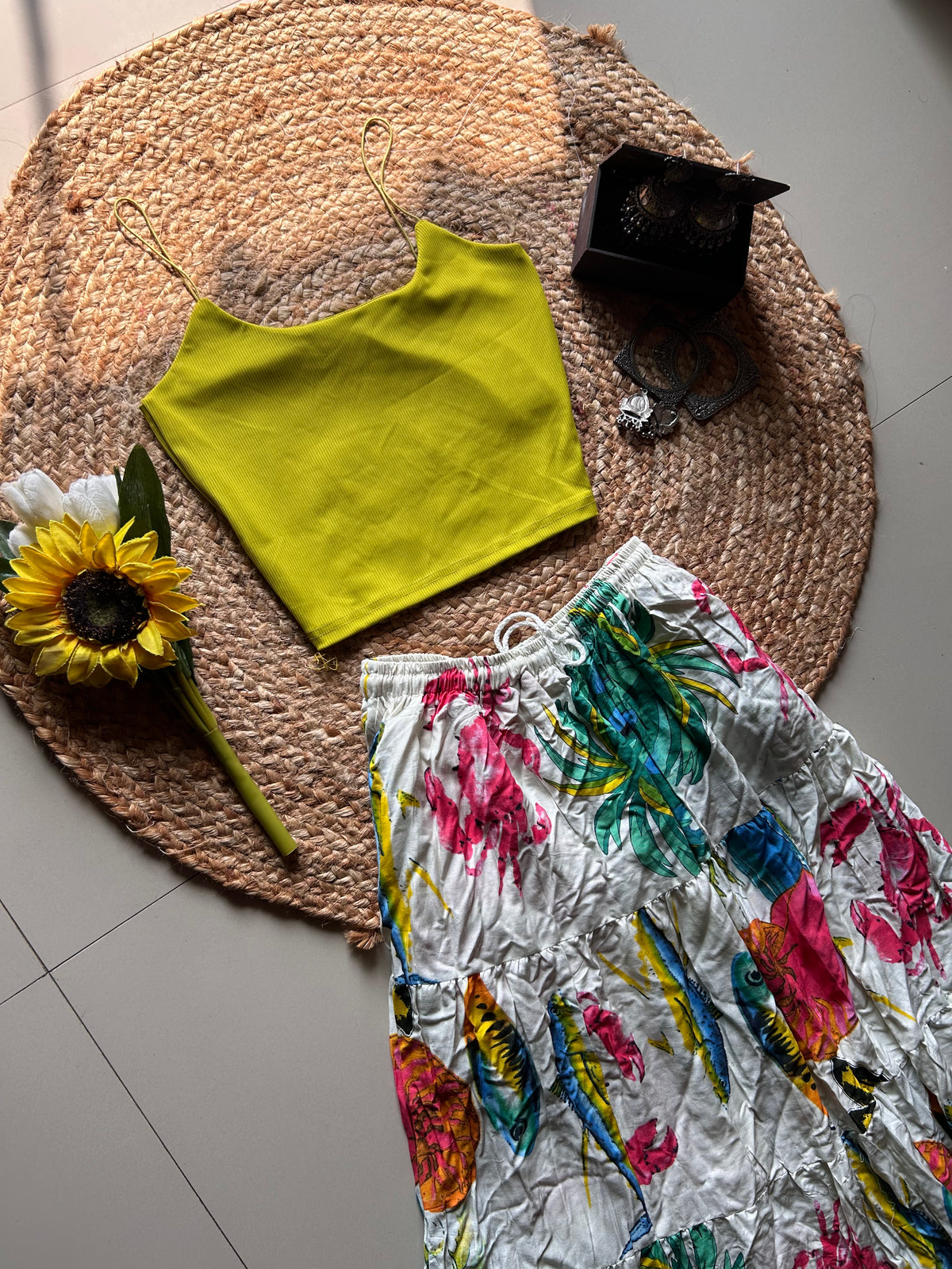 Tropical printed skirt