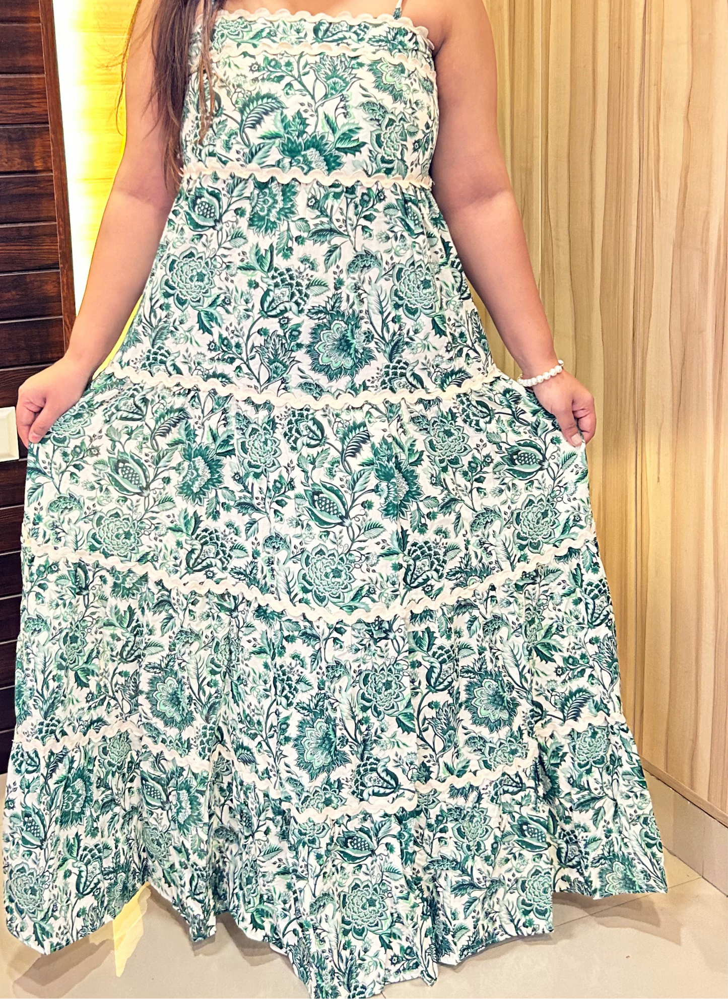 Green floral maxi dress