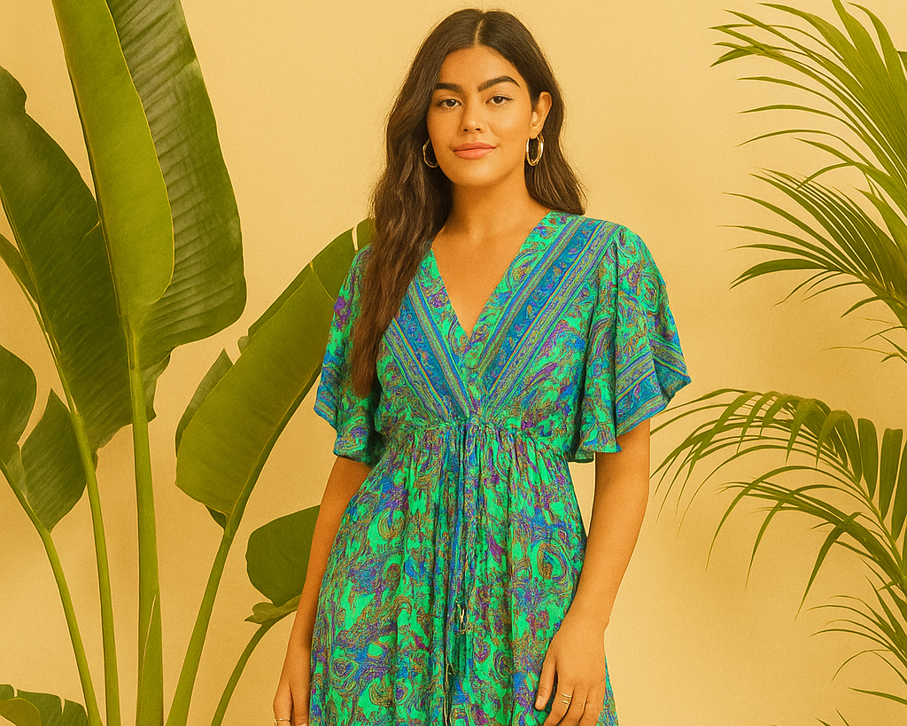 Royal green half sleeves SUMMER DRESS
