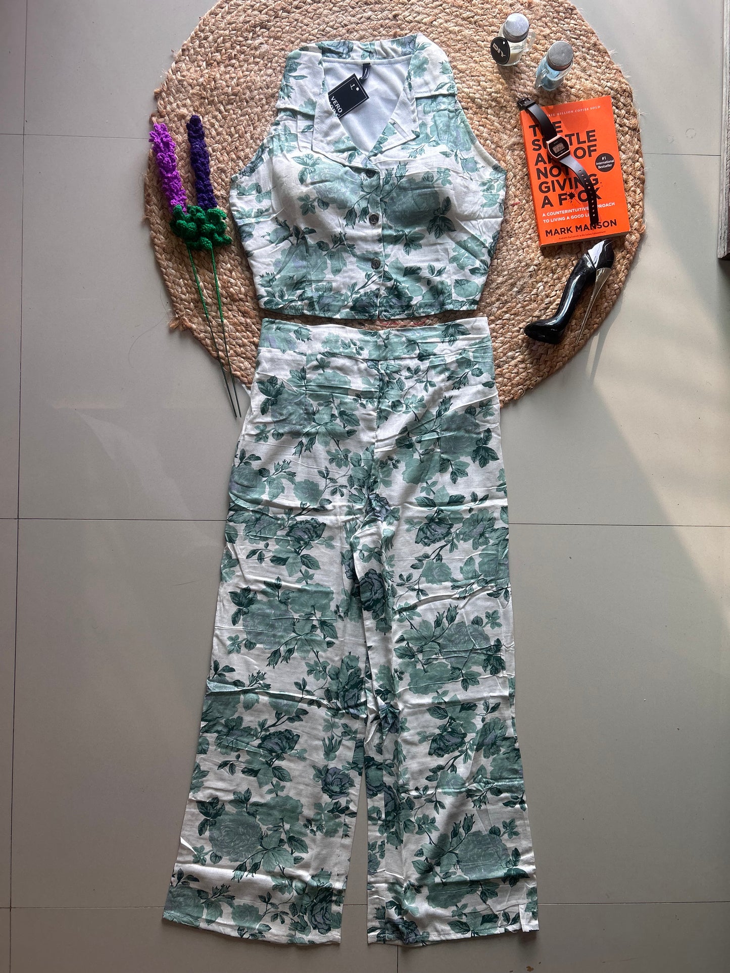 Pretty Floral Printed Co-ord Set for Women | Cotton Linen Boho Coord