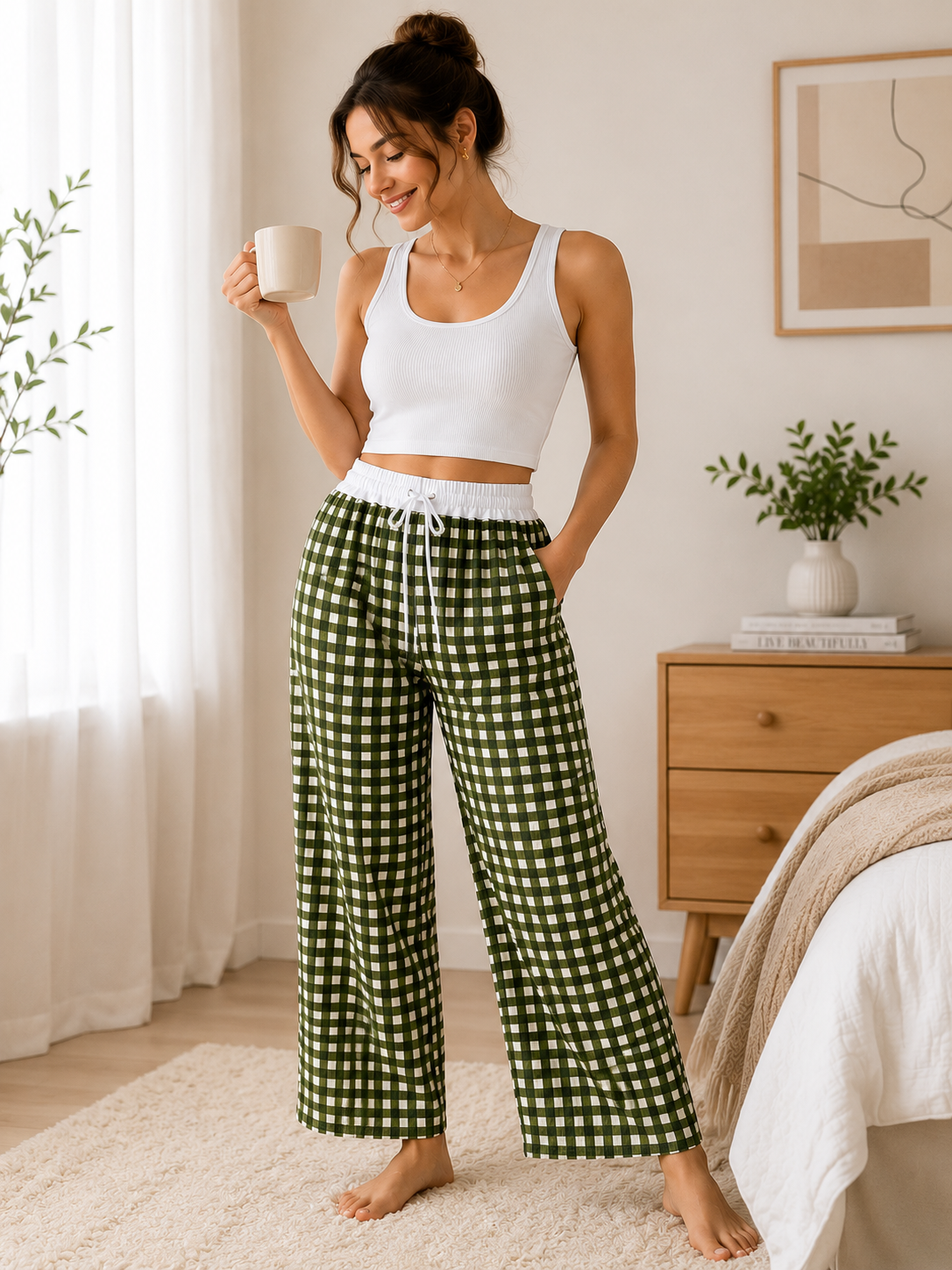 Checked pants - Green
