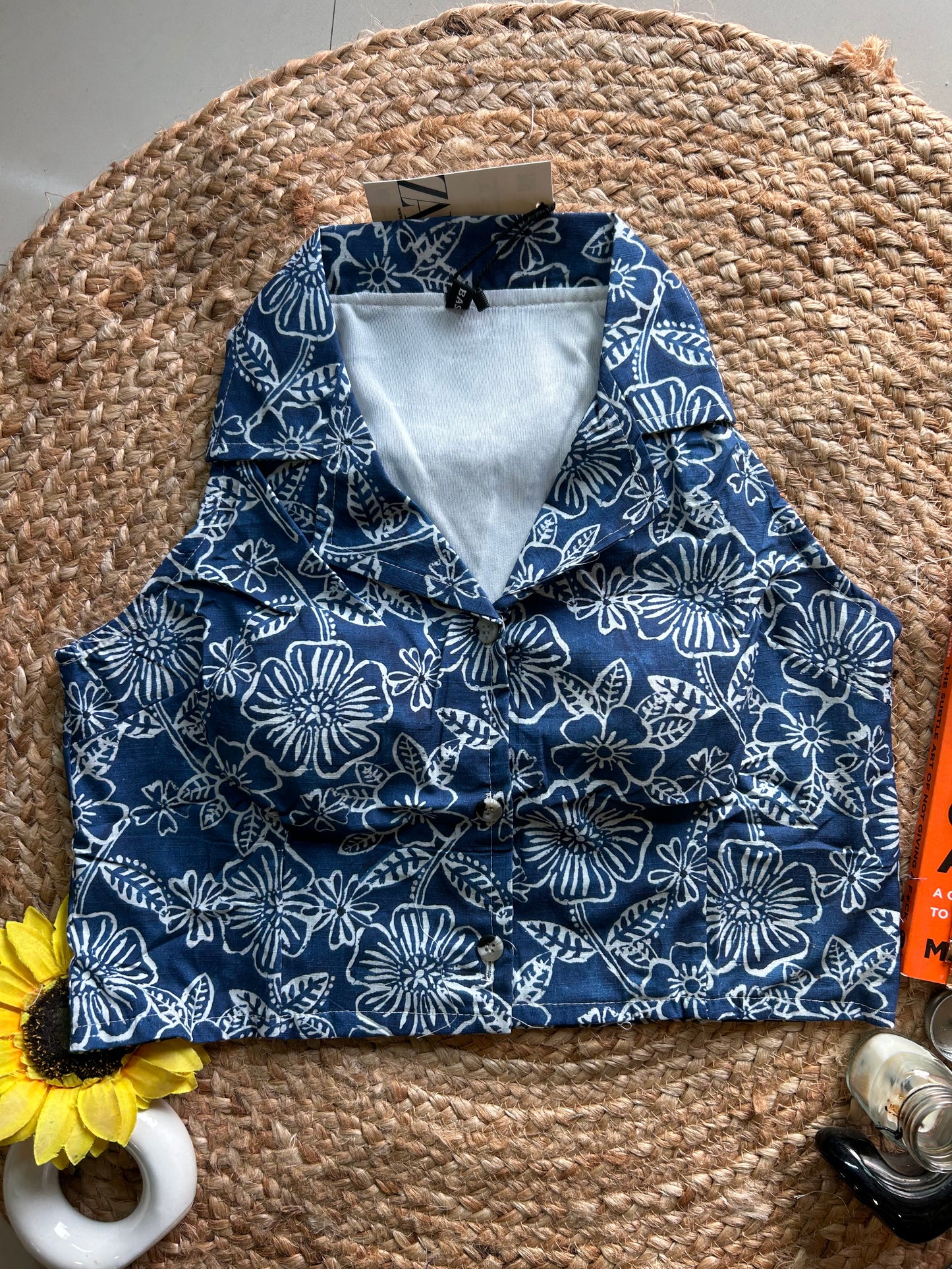 Indigo printed