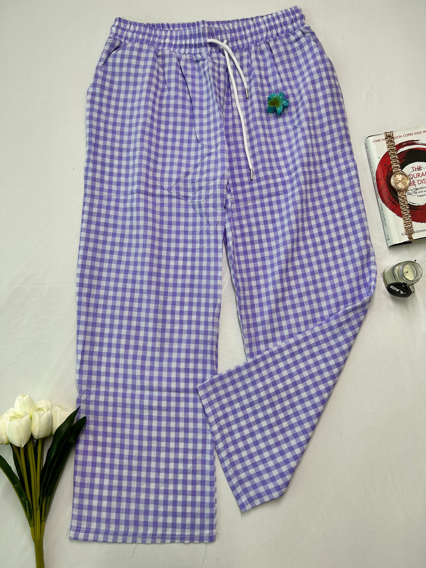 CHECKED PANTS - Purple