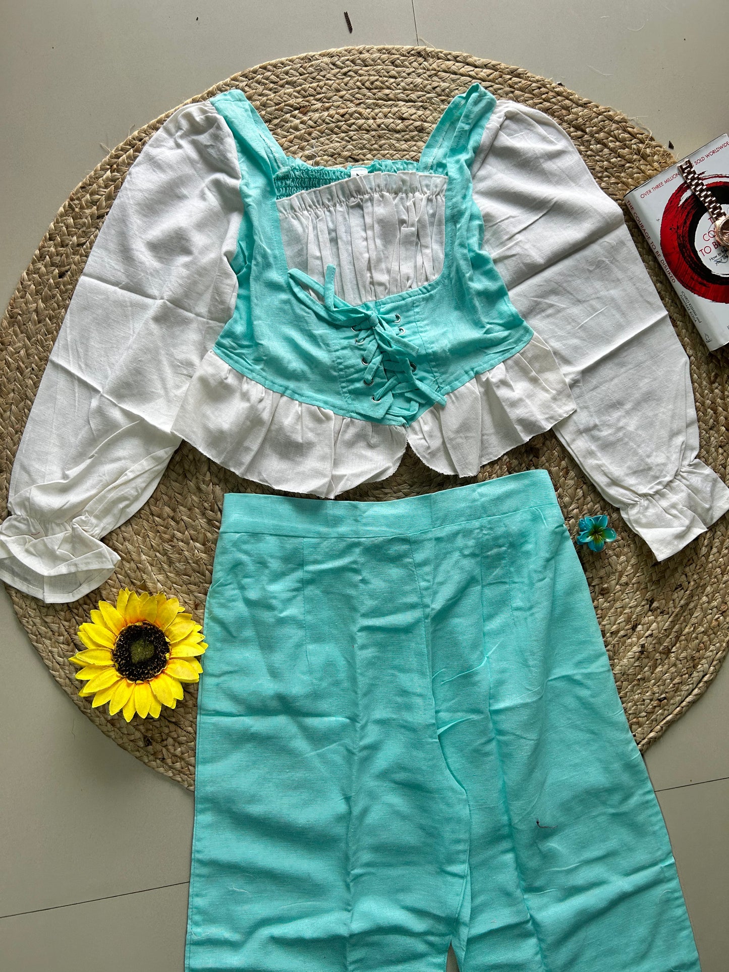 Sea-green corset style co-ord set