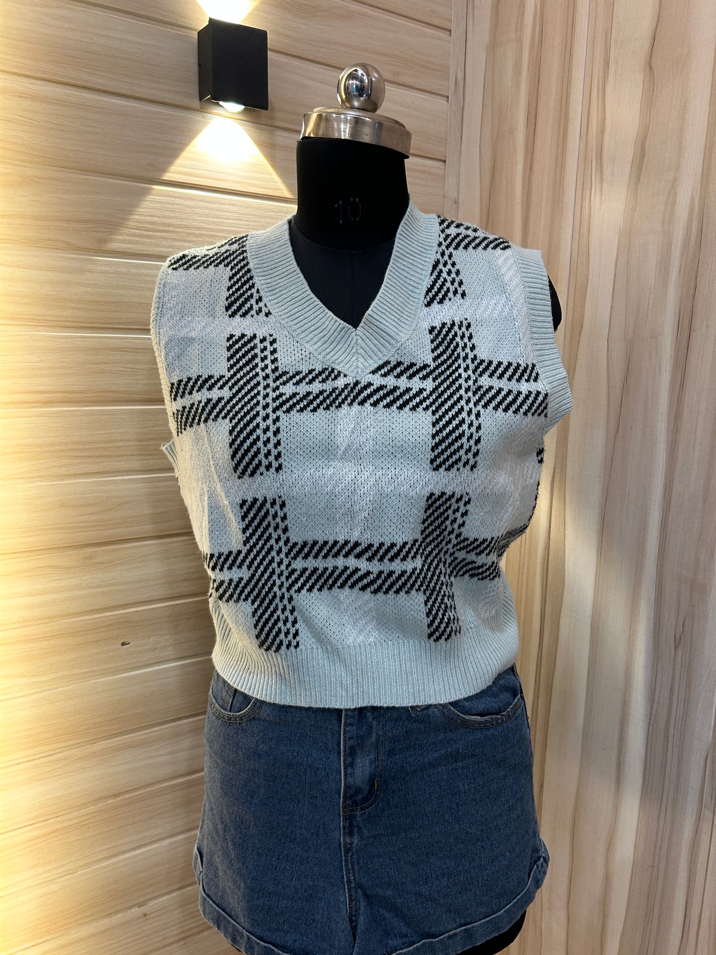 Mint blue checked VESTS