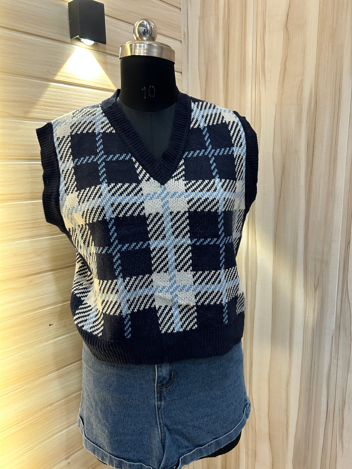 Blue checked vests