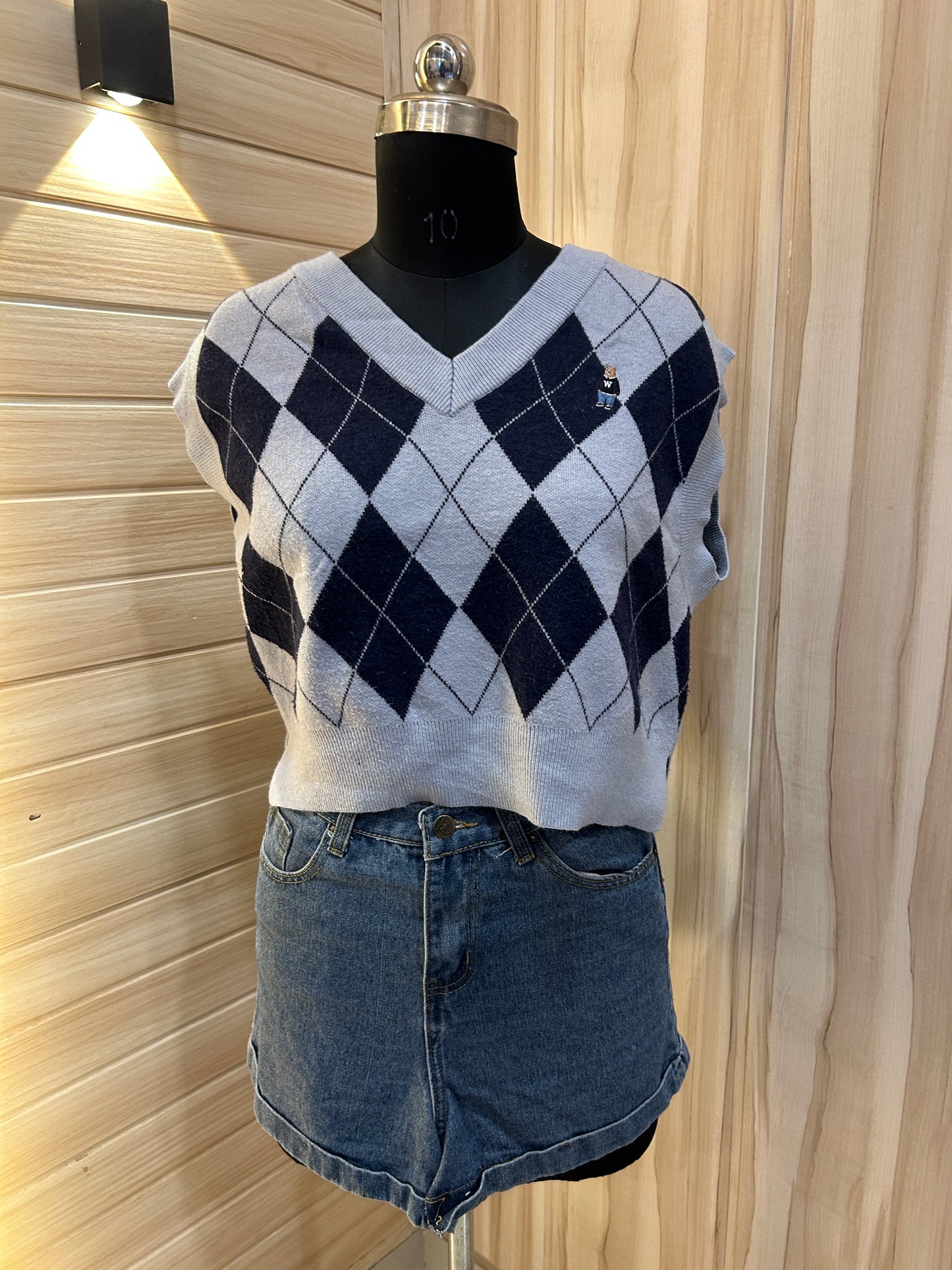 Navy blue teddy vest