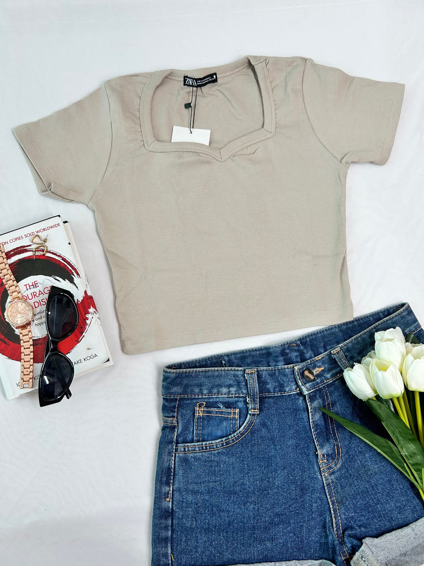 Sweetheart neck -Beige