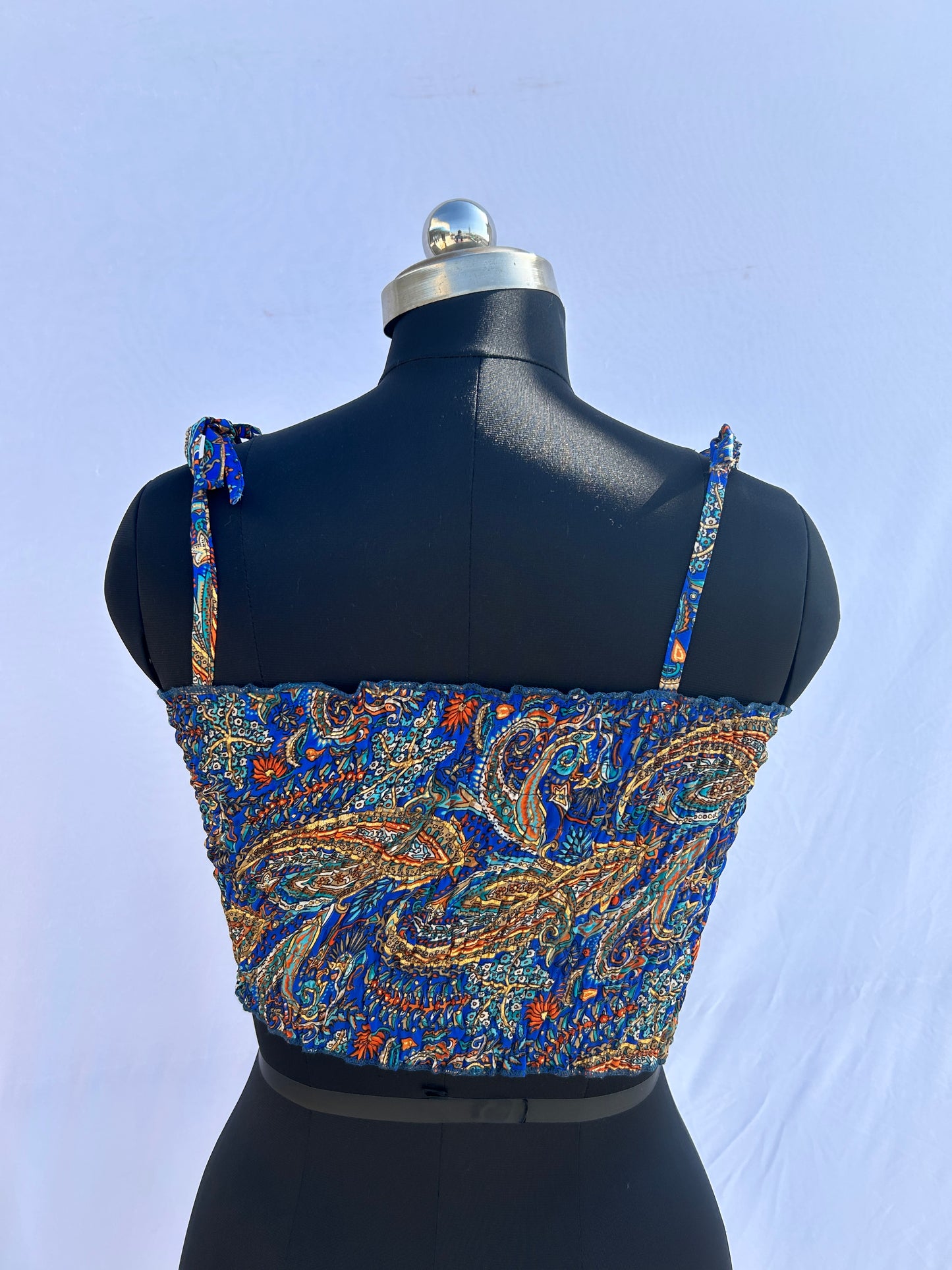 Royal blue paisley print Tube Top