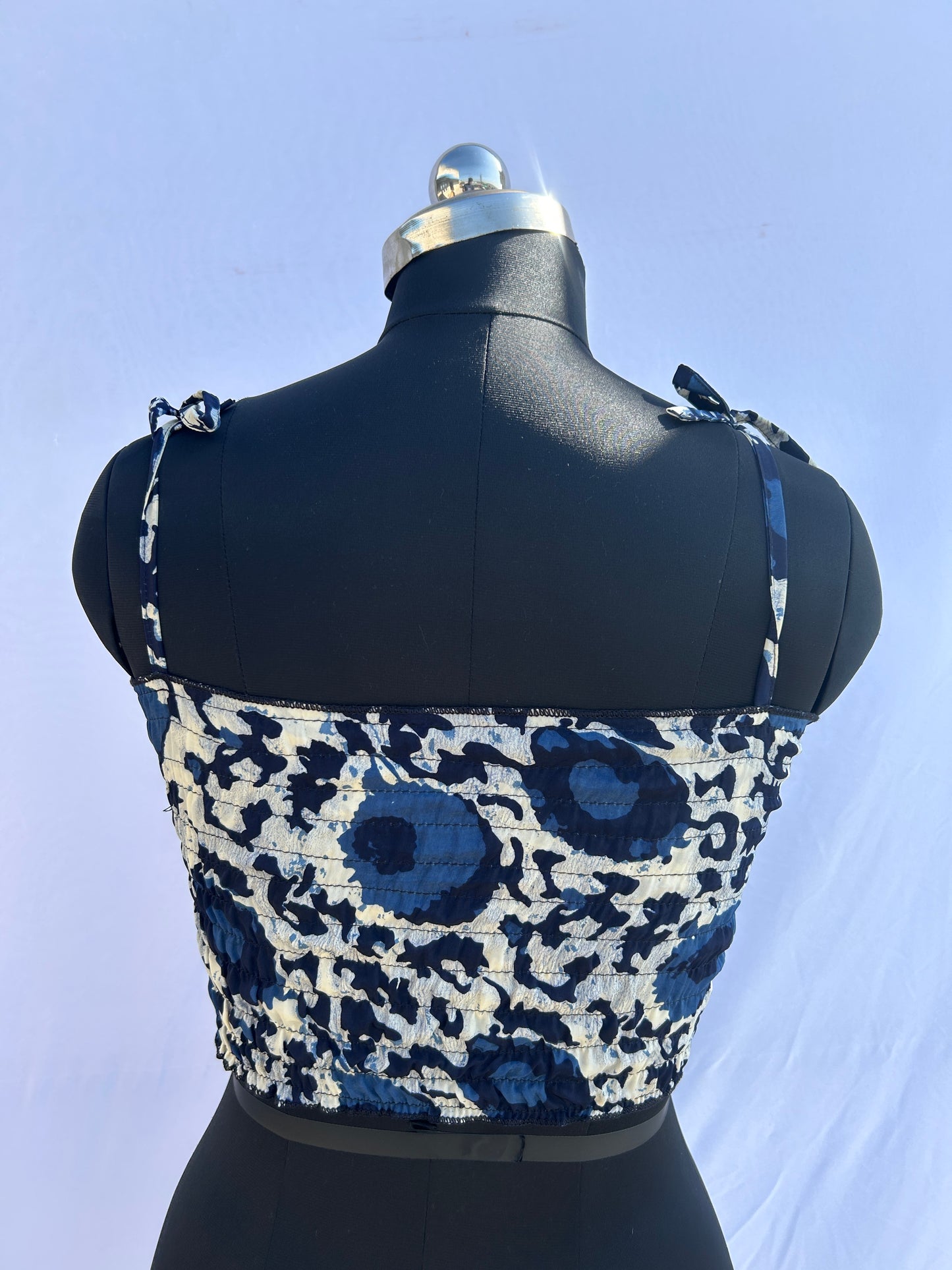 Blue Indigo print Tube Top