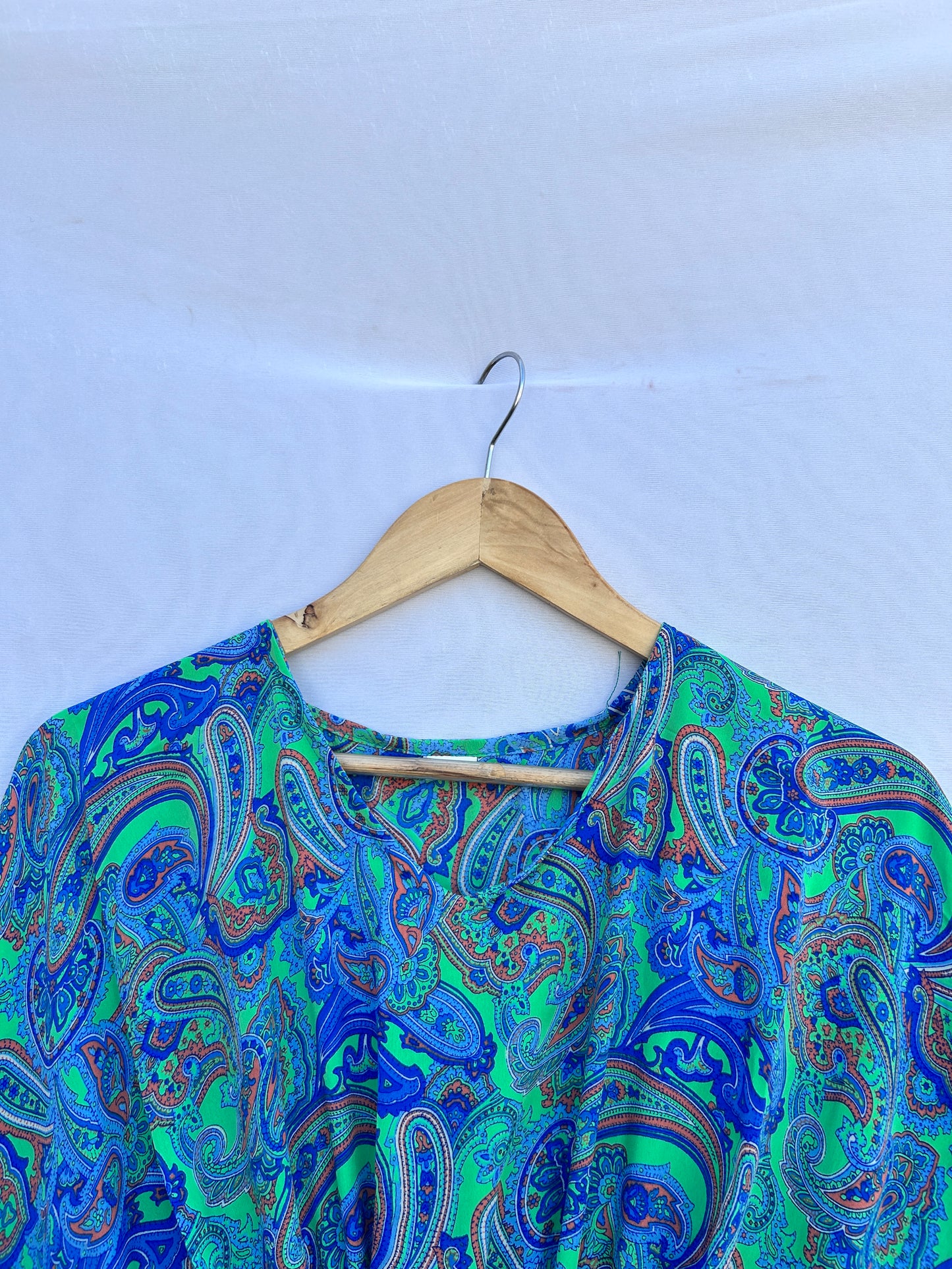 Royal blue cute green paisley printed