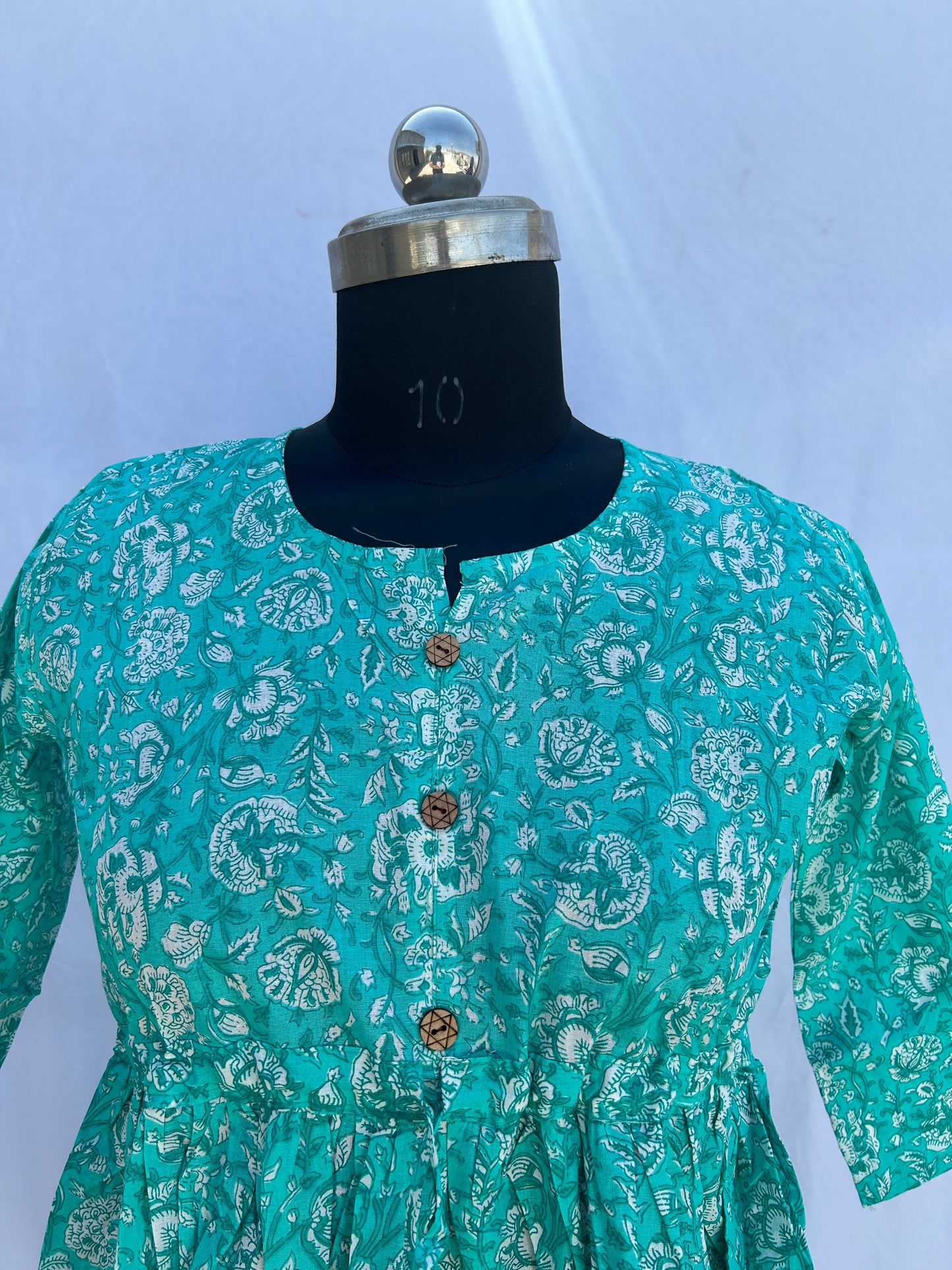 Mint green jaal printed flared