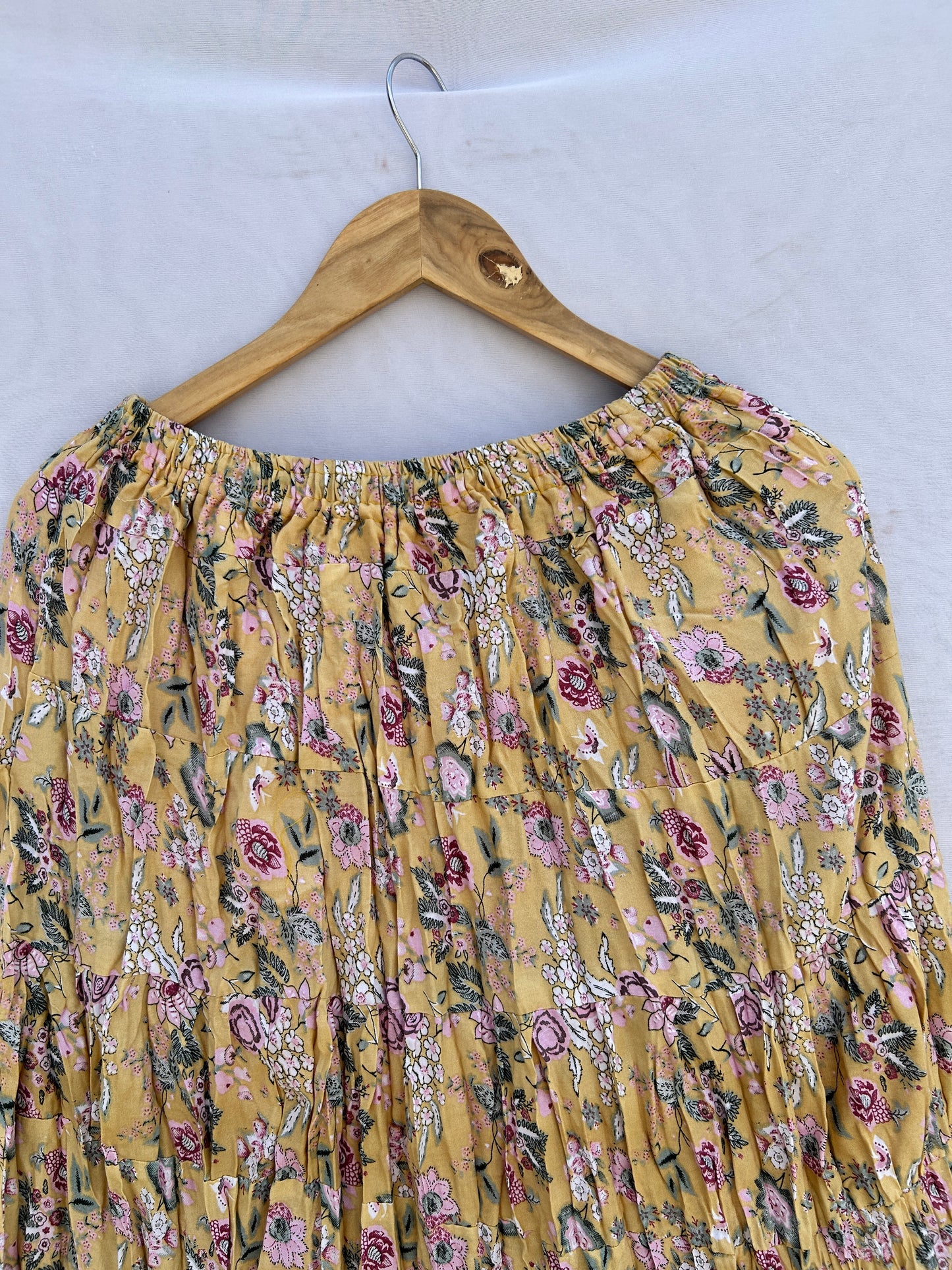 Pastel yellow printed skirt