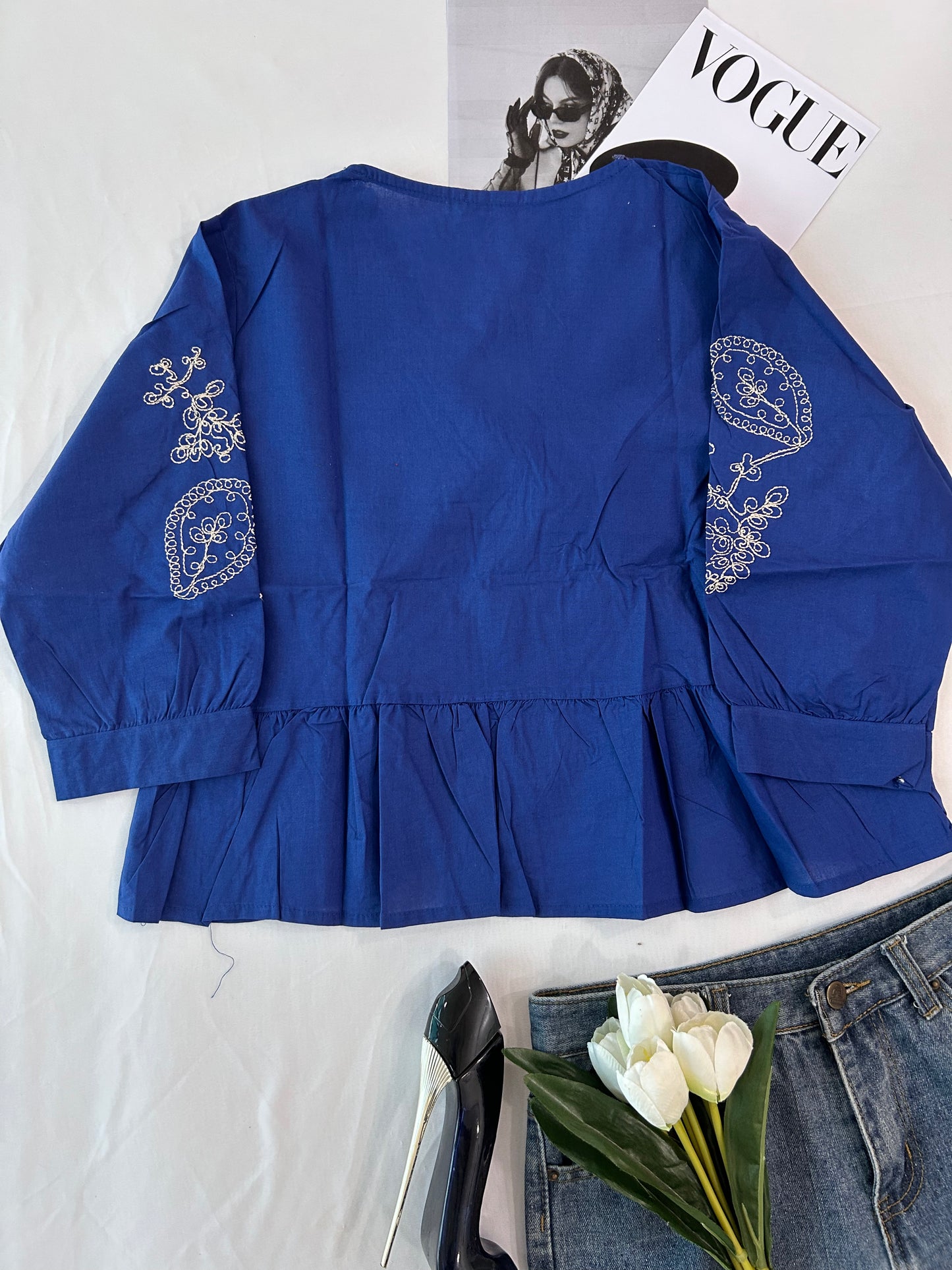 Royal blue bow top