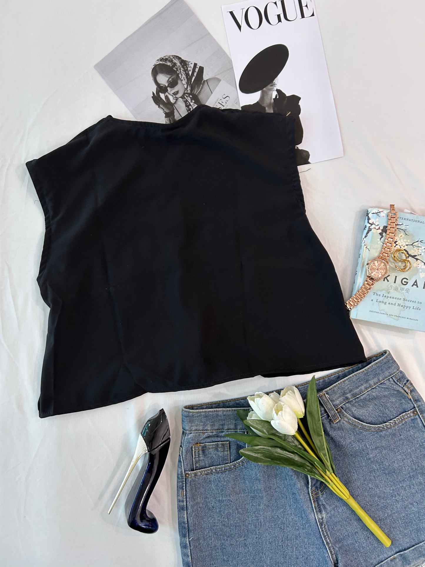 Black embroidered vest