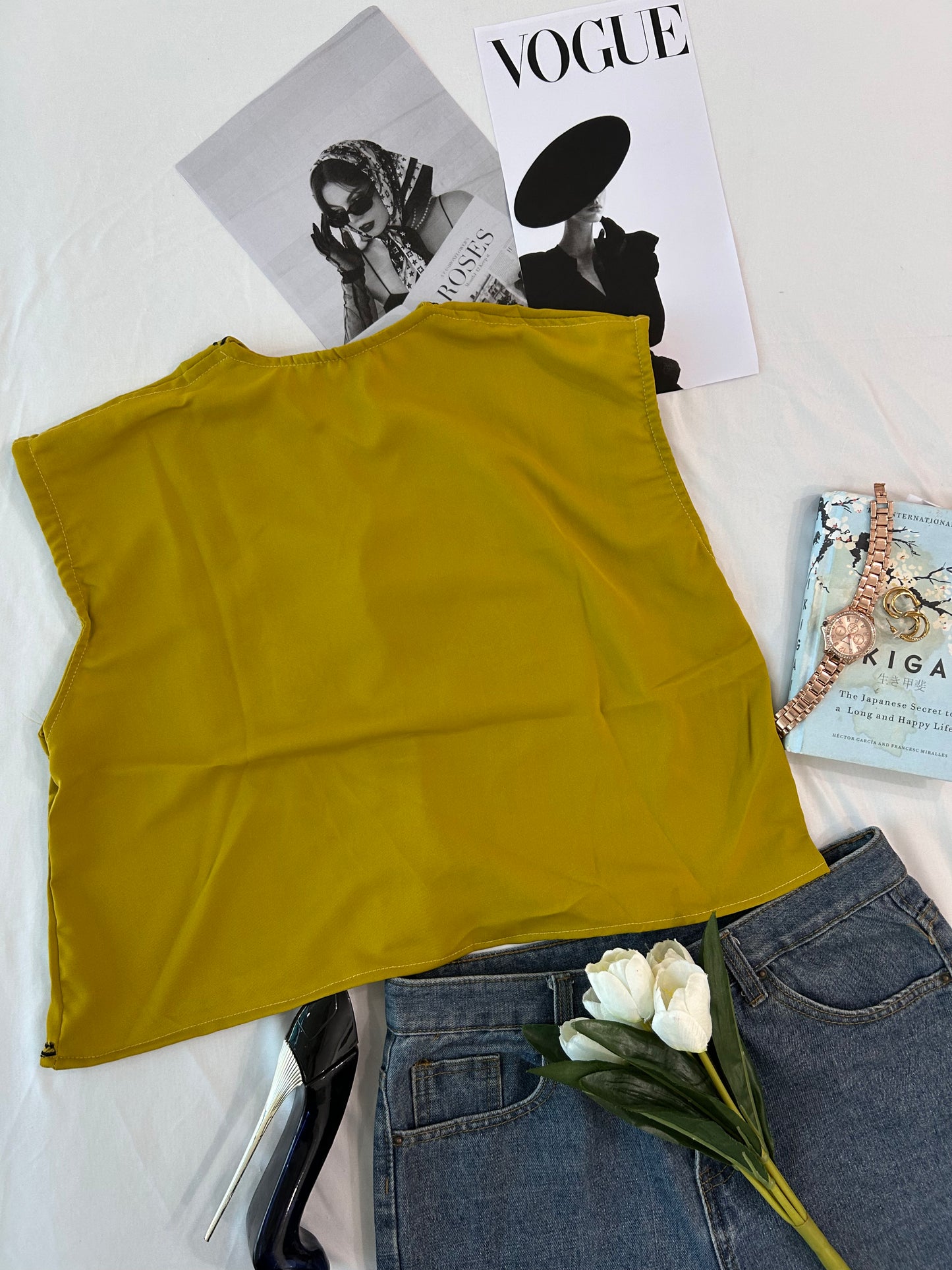 Lime green embroidered vest
