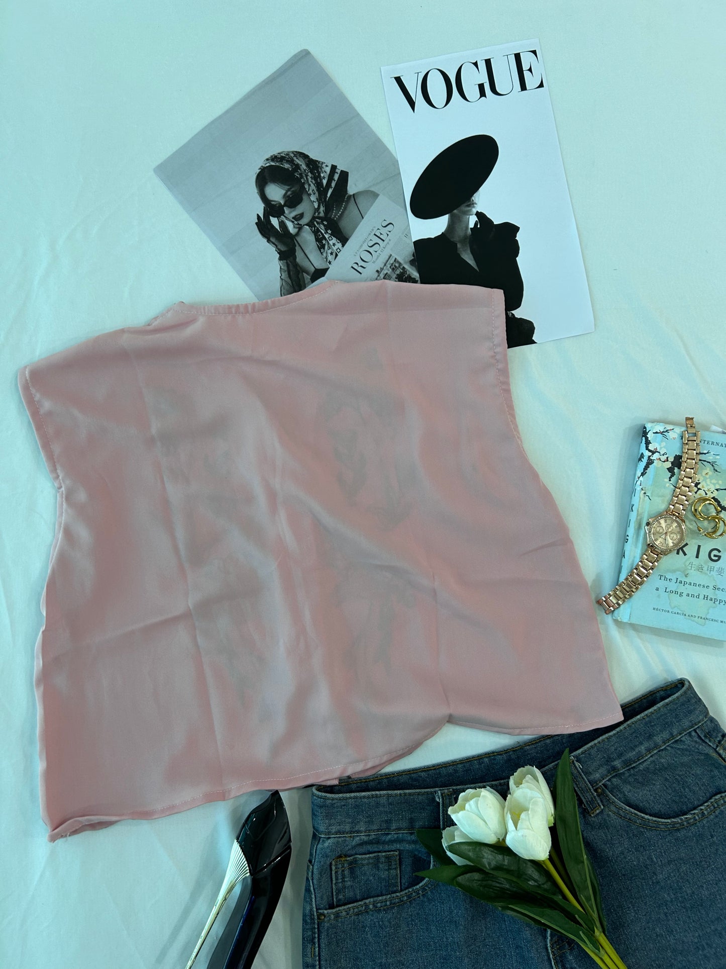 Pink embroidered vest