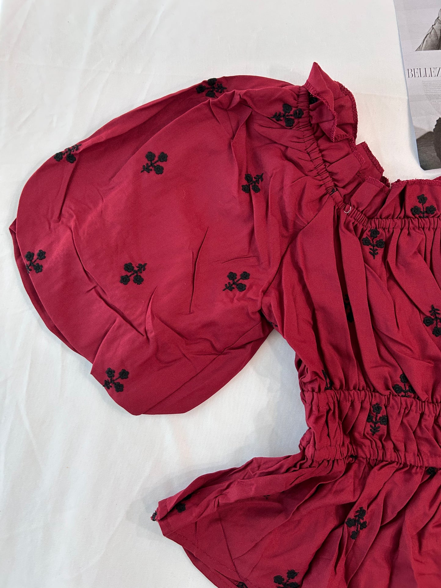 Embroidered top - Maroon rose