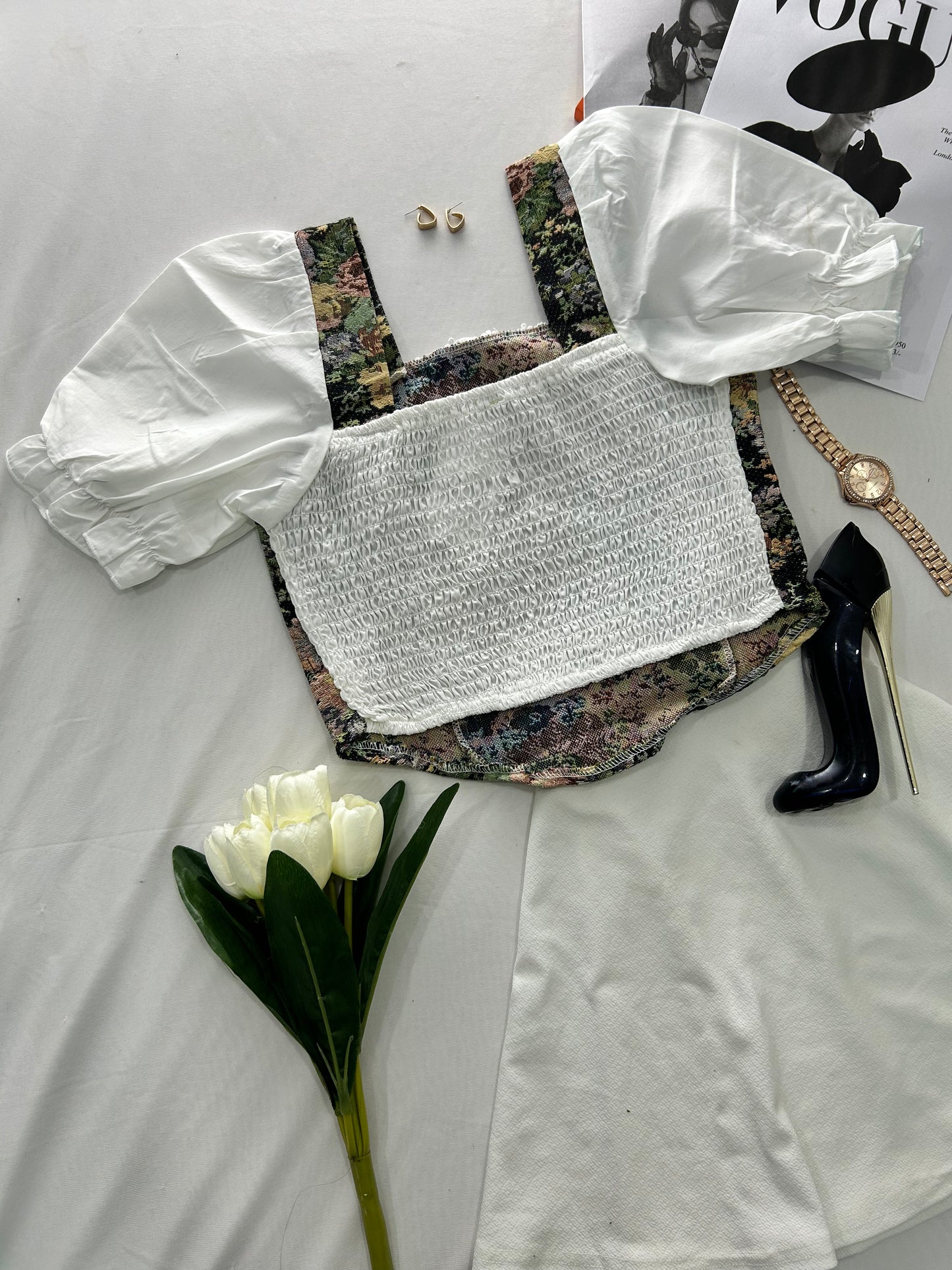 Glam corset- Black floral