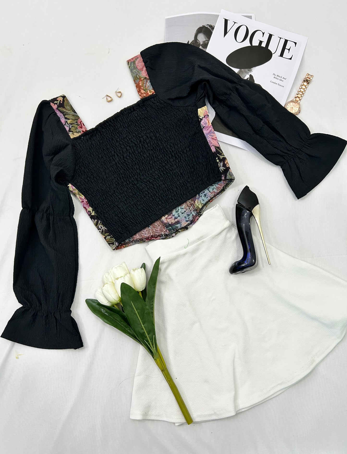 Princess corset- black floral
