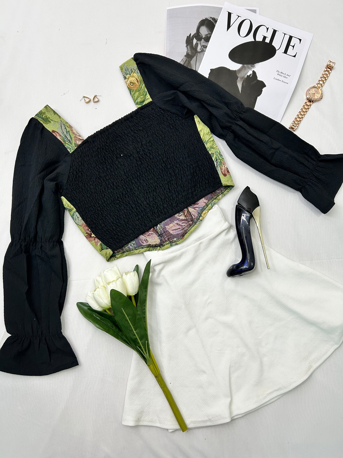 Princess corset - black floral