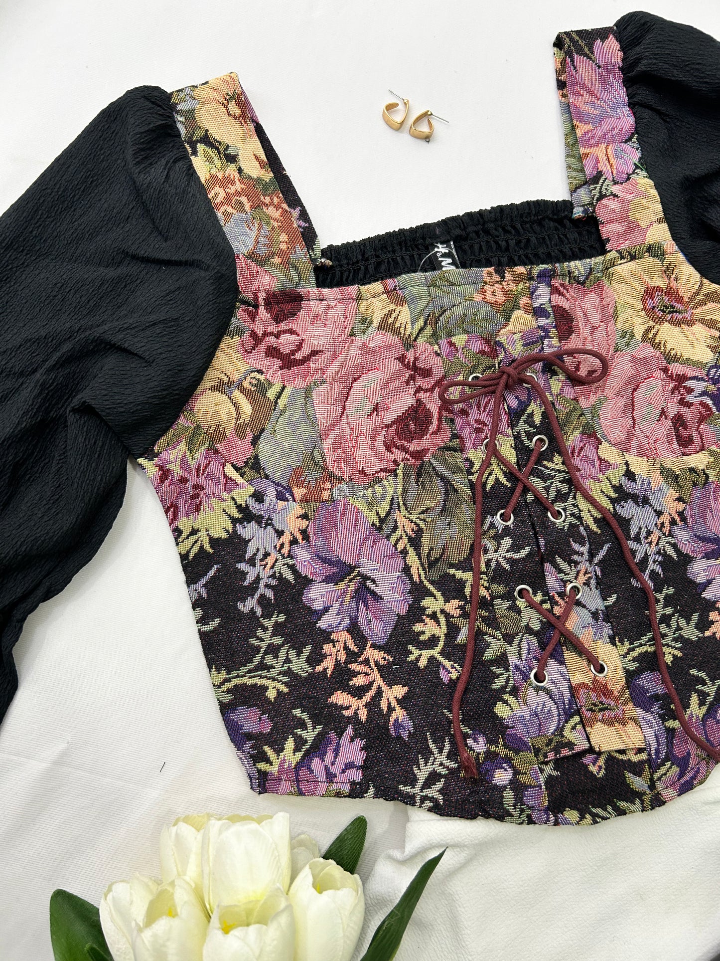 Princess corset - black floral