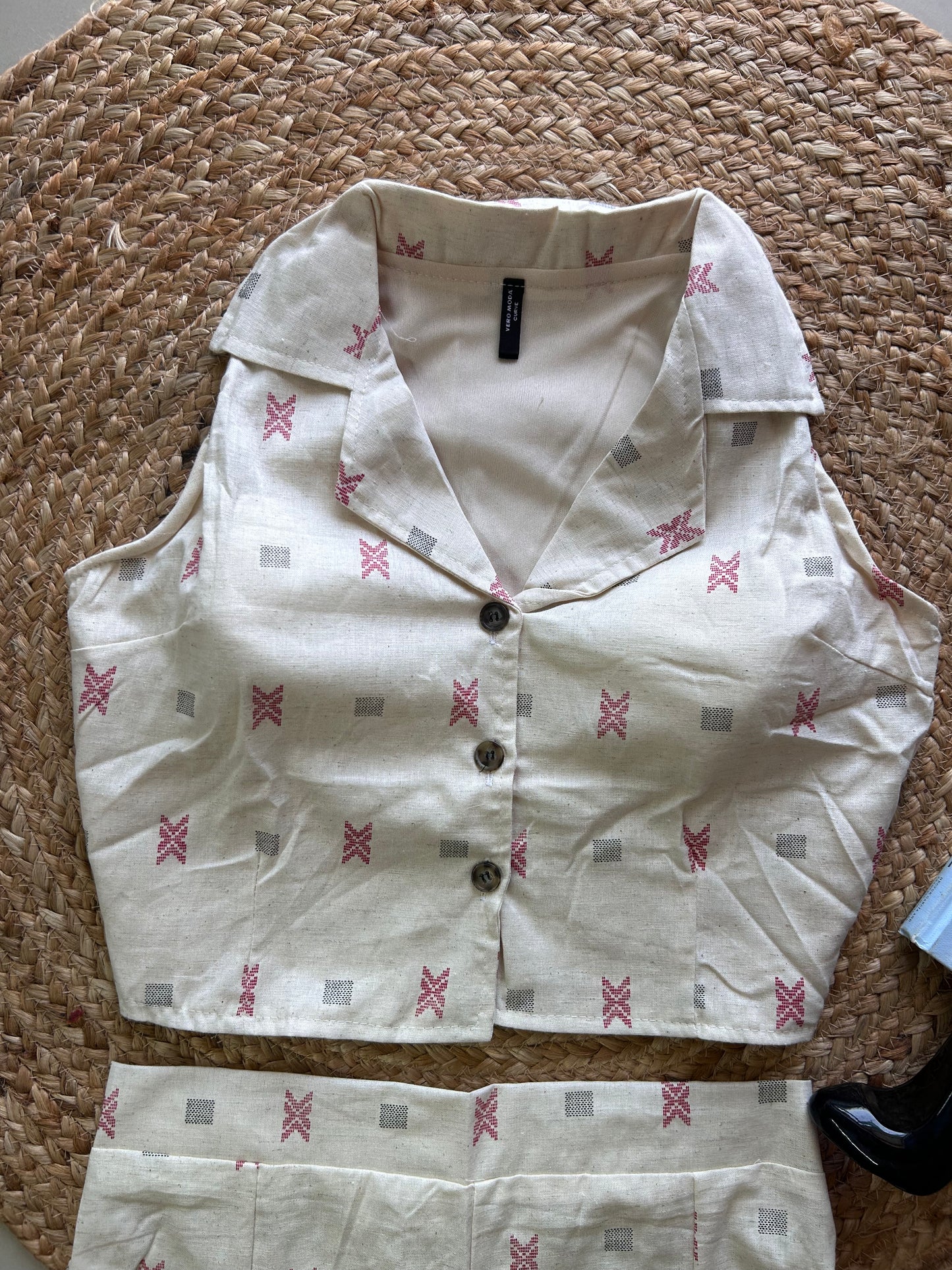 Off white ikkat printed co-ord set
