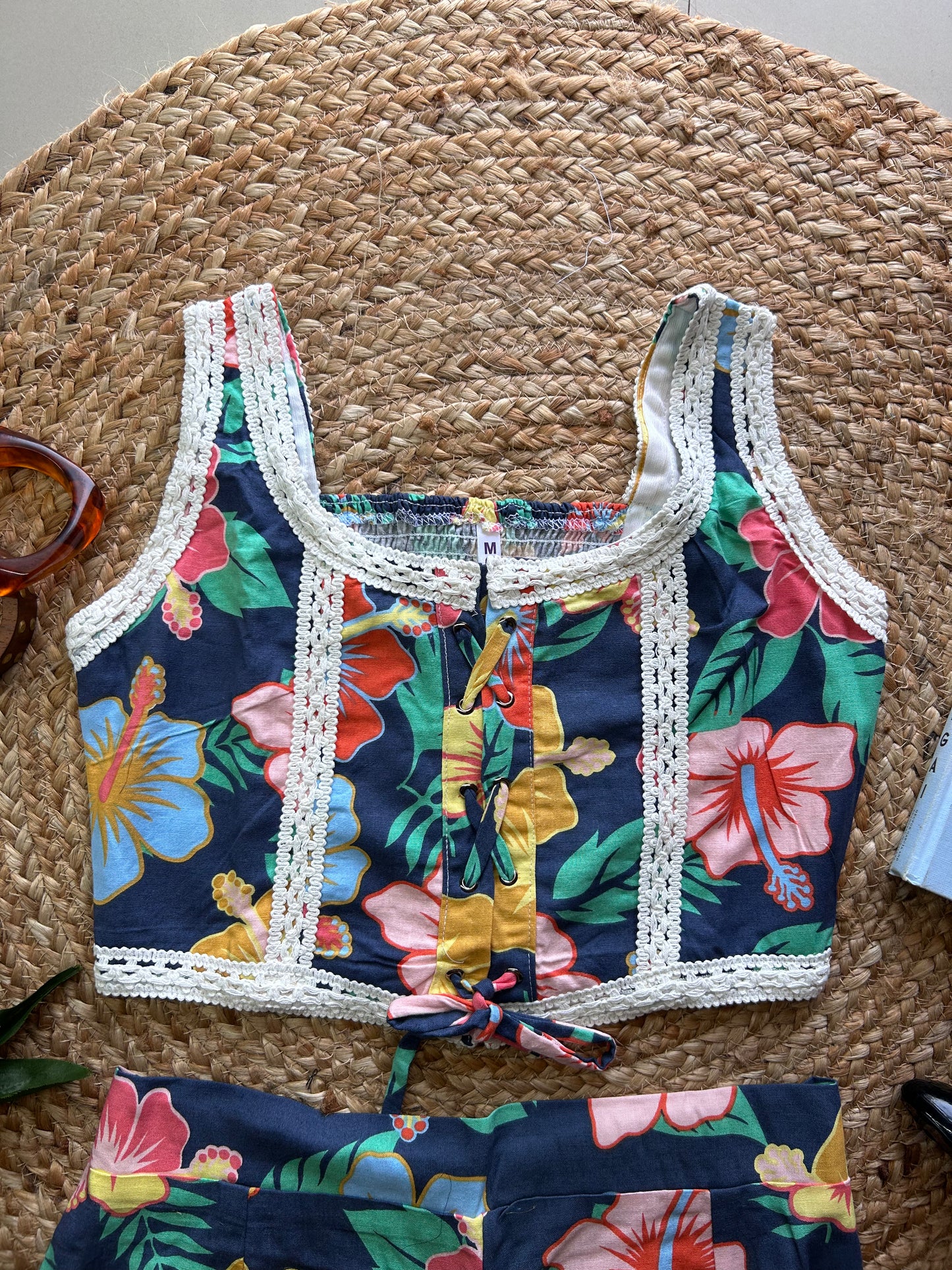 BLUE tropical floral printed co-ord set