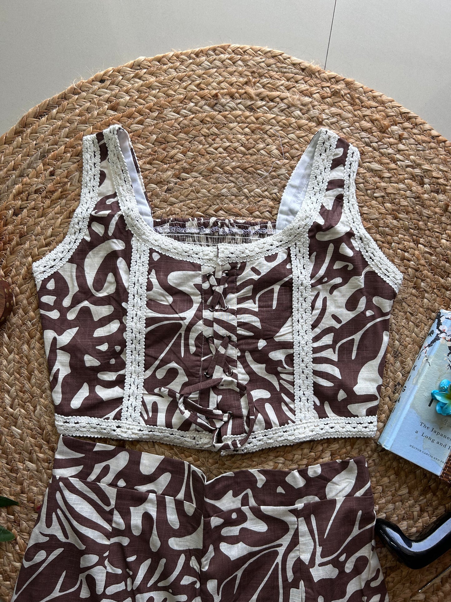 Brown leafy printed co-ord set
