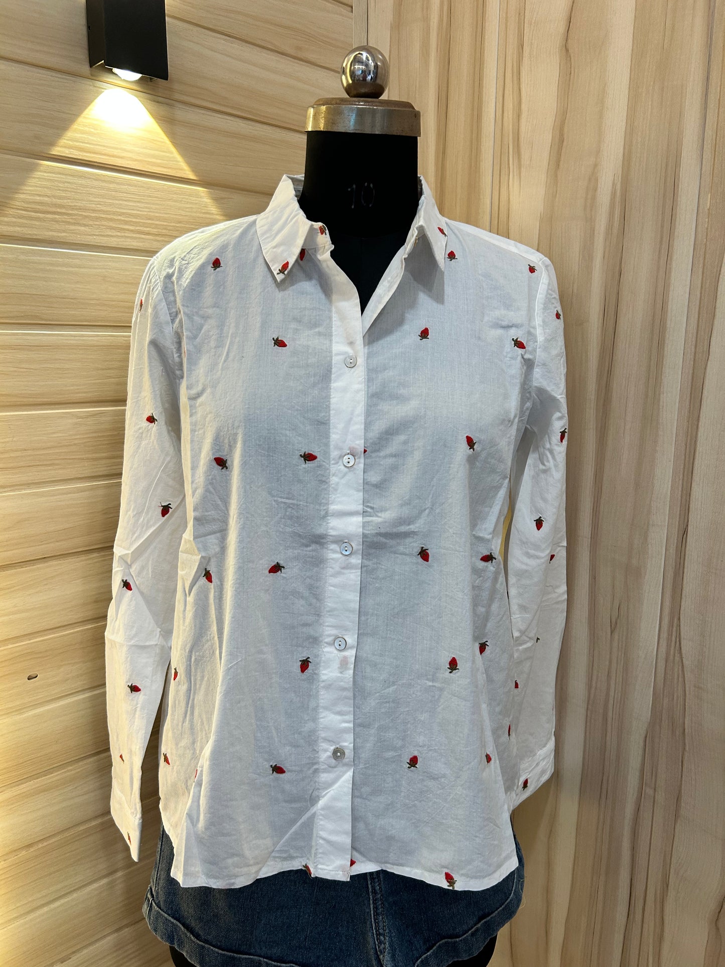 White strawberry shirt