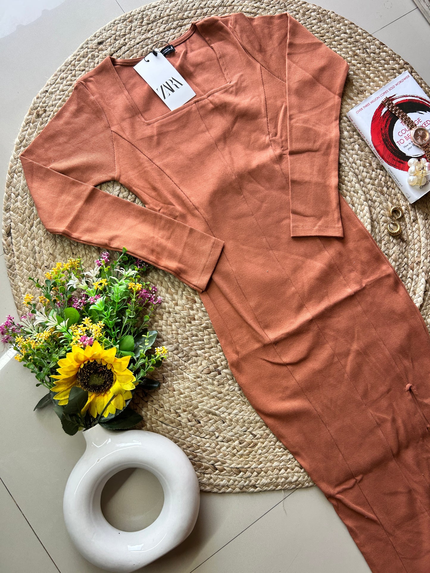 Zara Bodycon dress-RUST