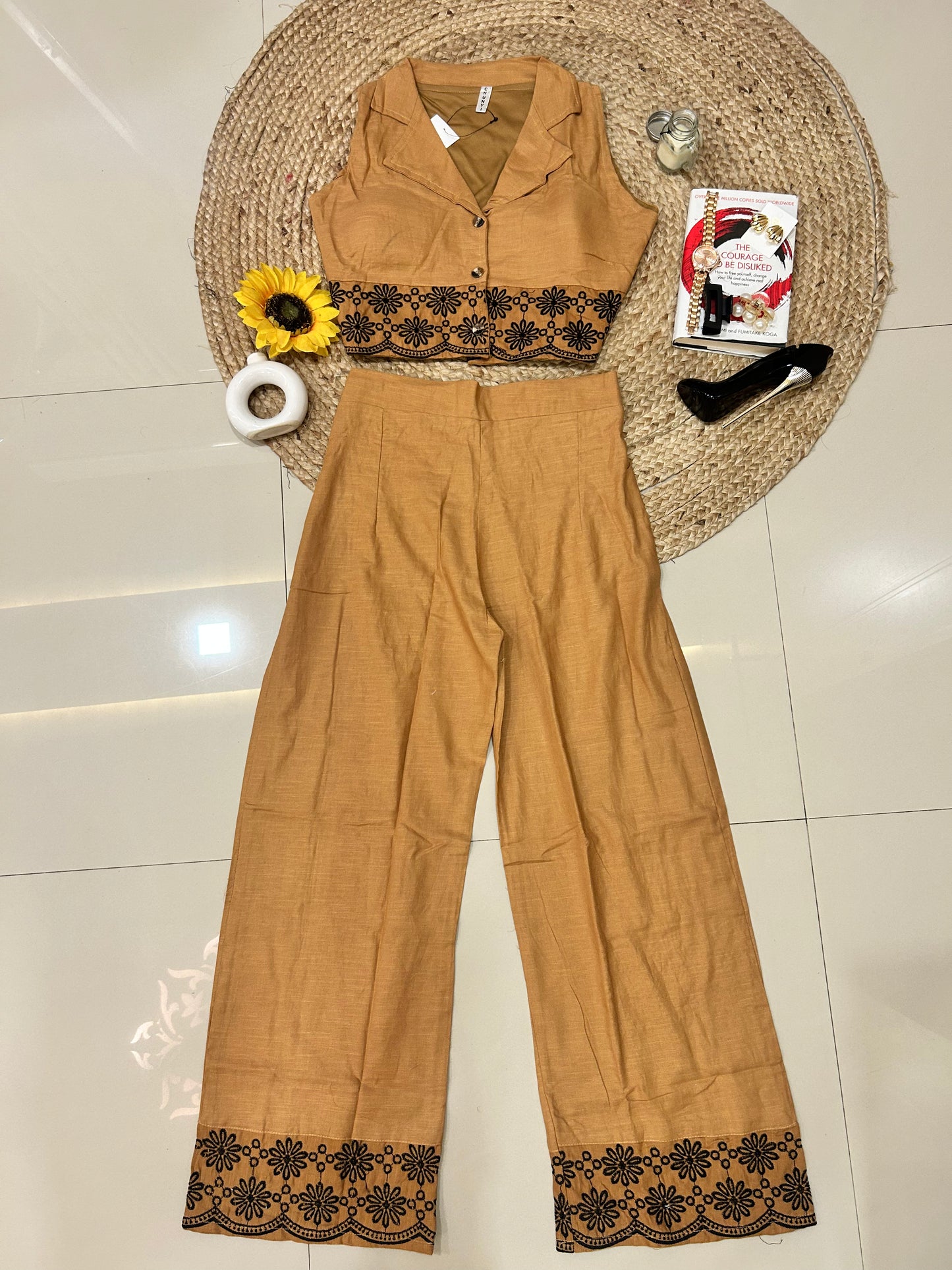 Mustard embroidered co-ord set