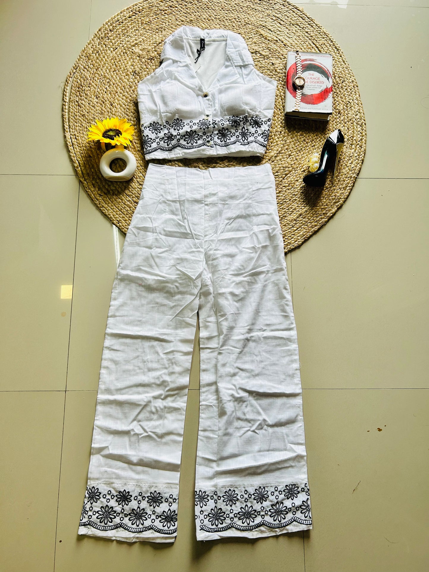 White embroidered co-ord set