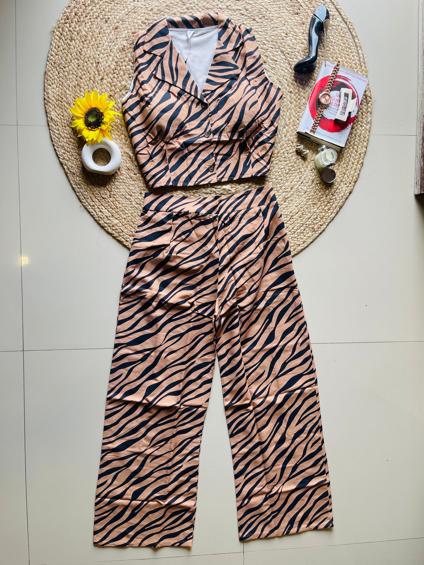 Brown Zebra printed co -ord