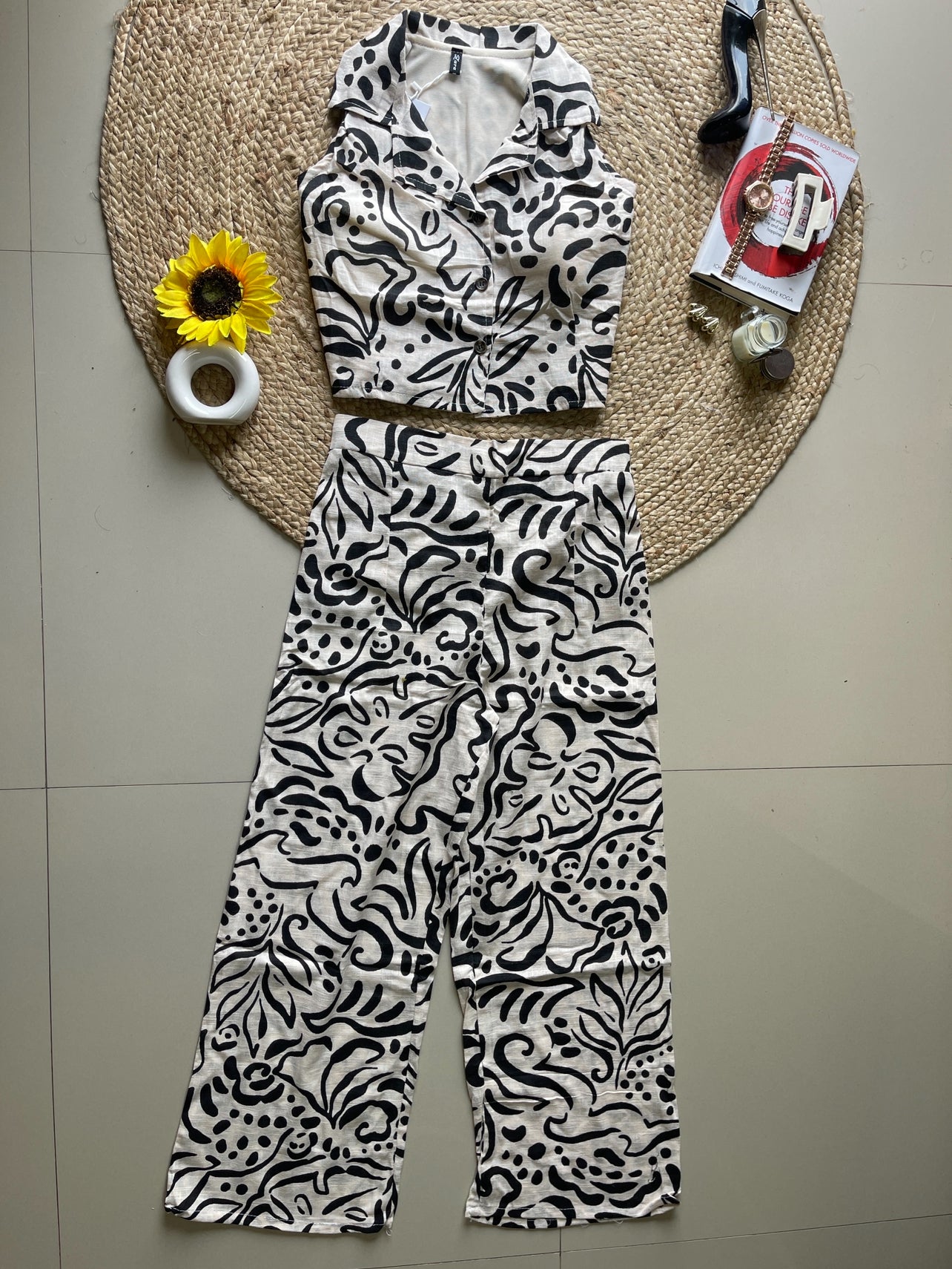 Black and white cute printed Co-0rd set