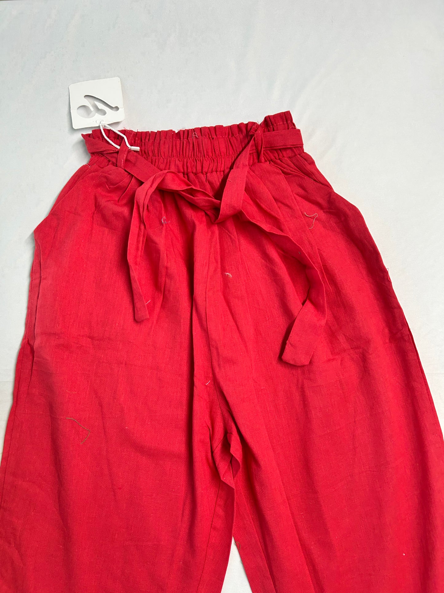 Linen pant -Red with bow