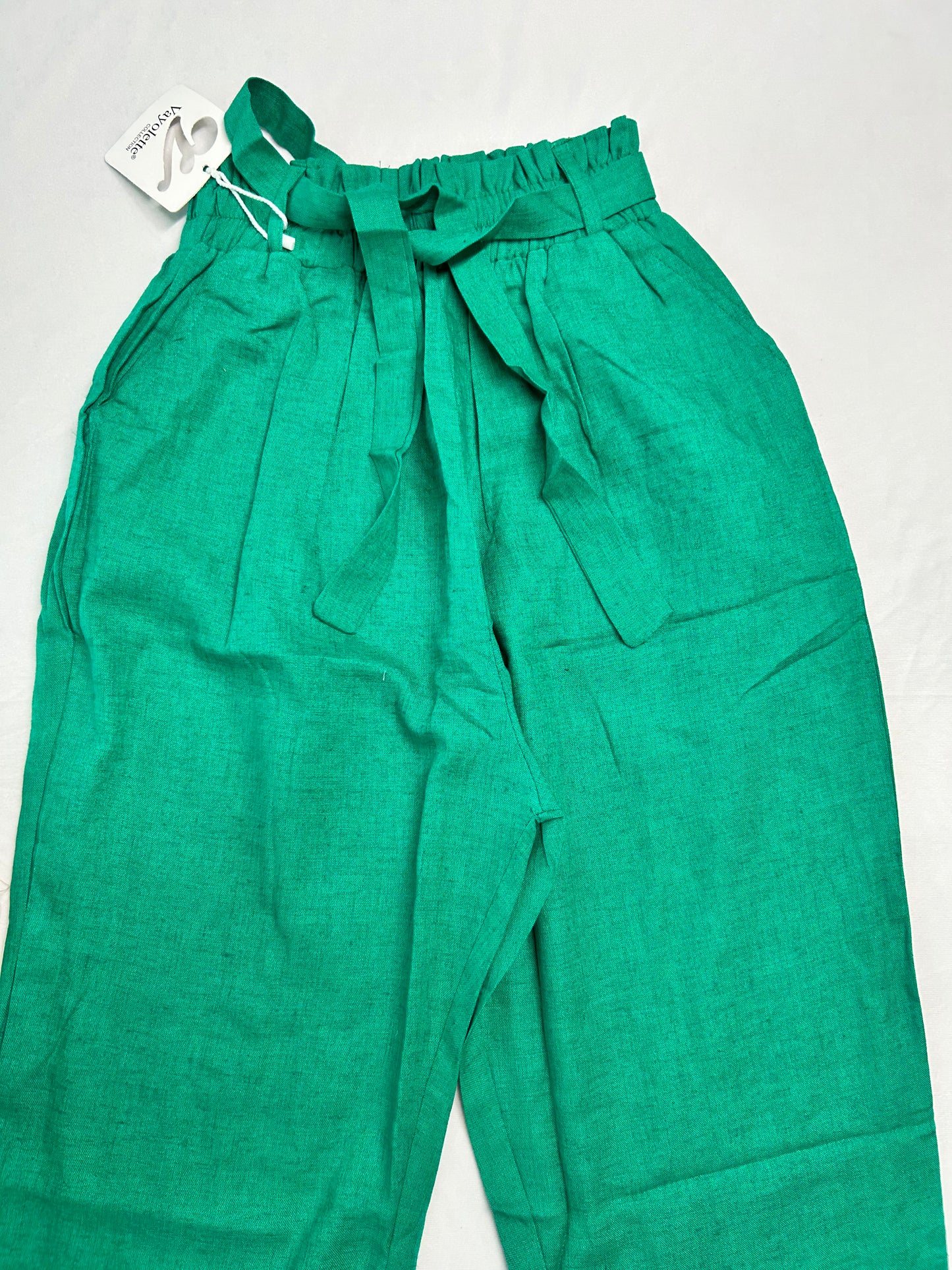 Linen pant -GREEN with bow