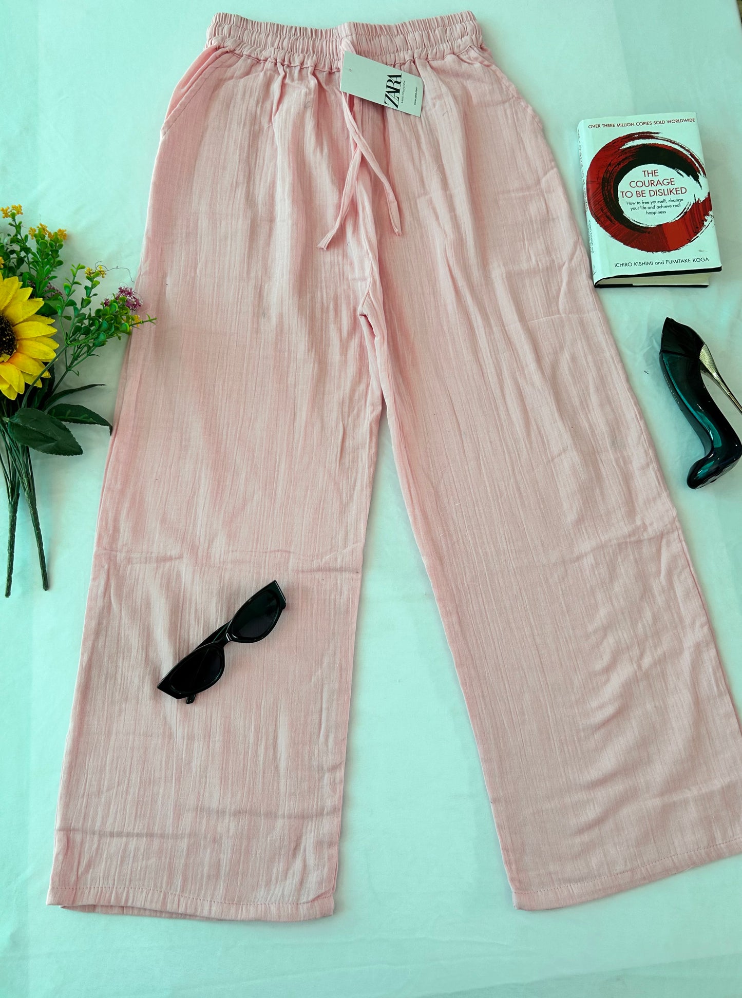 Linen pants -Pink