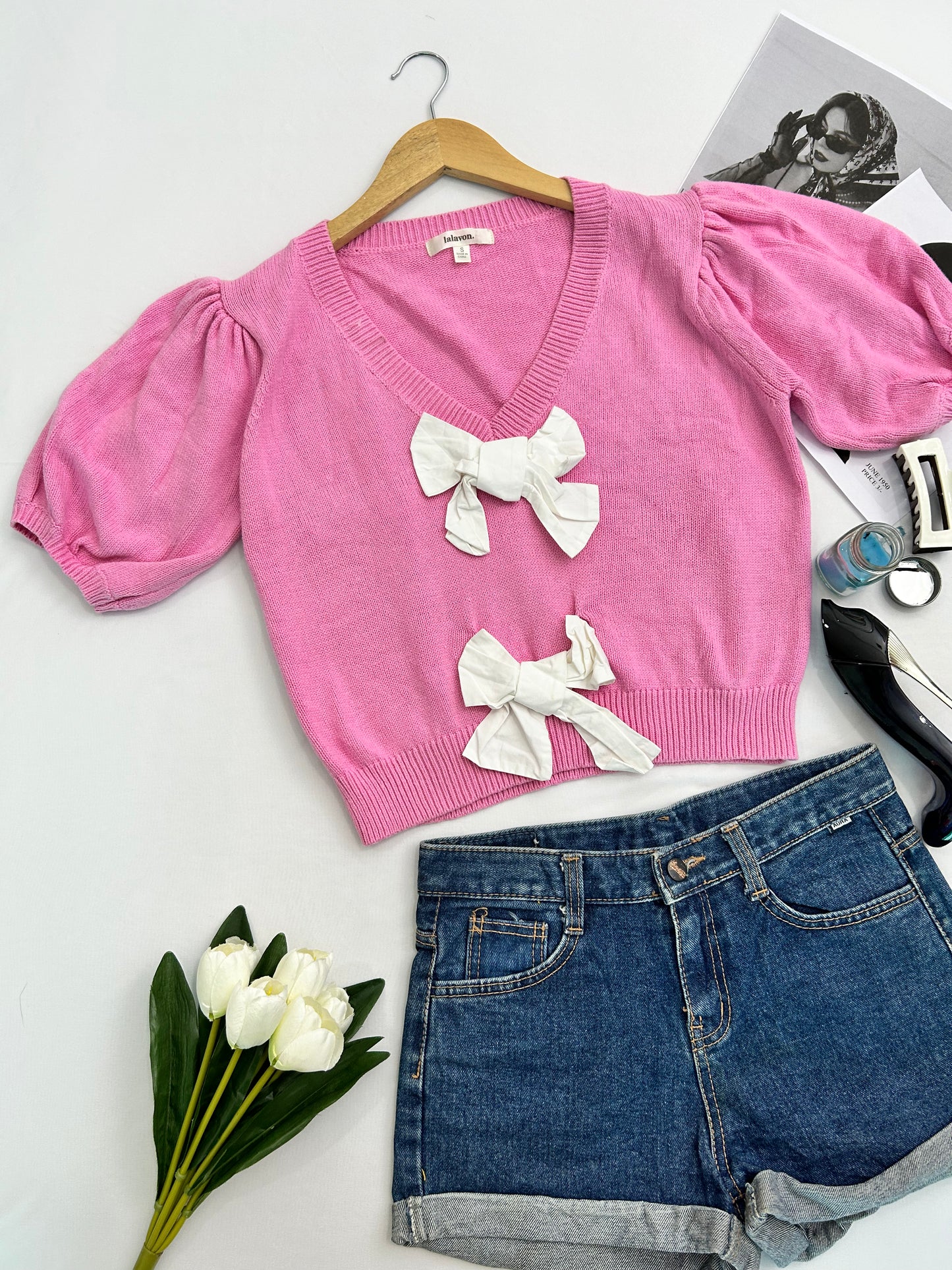 Pink bow top