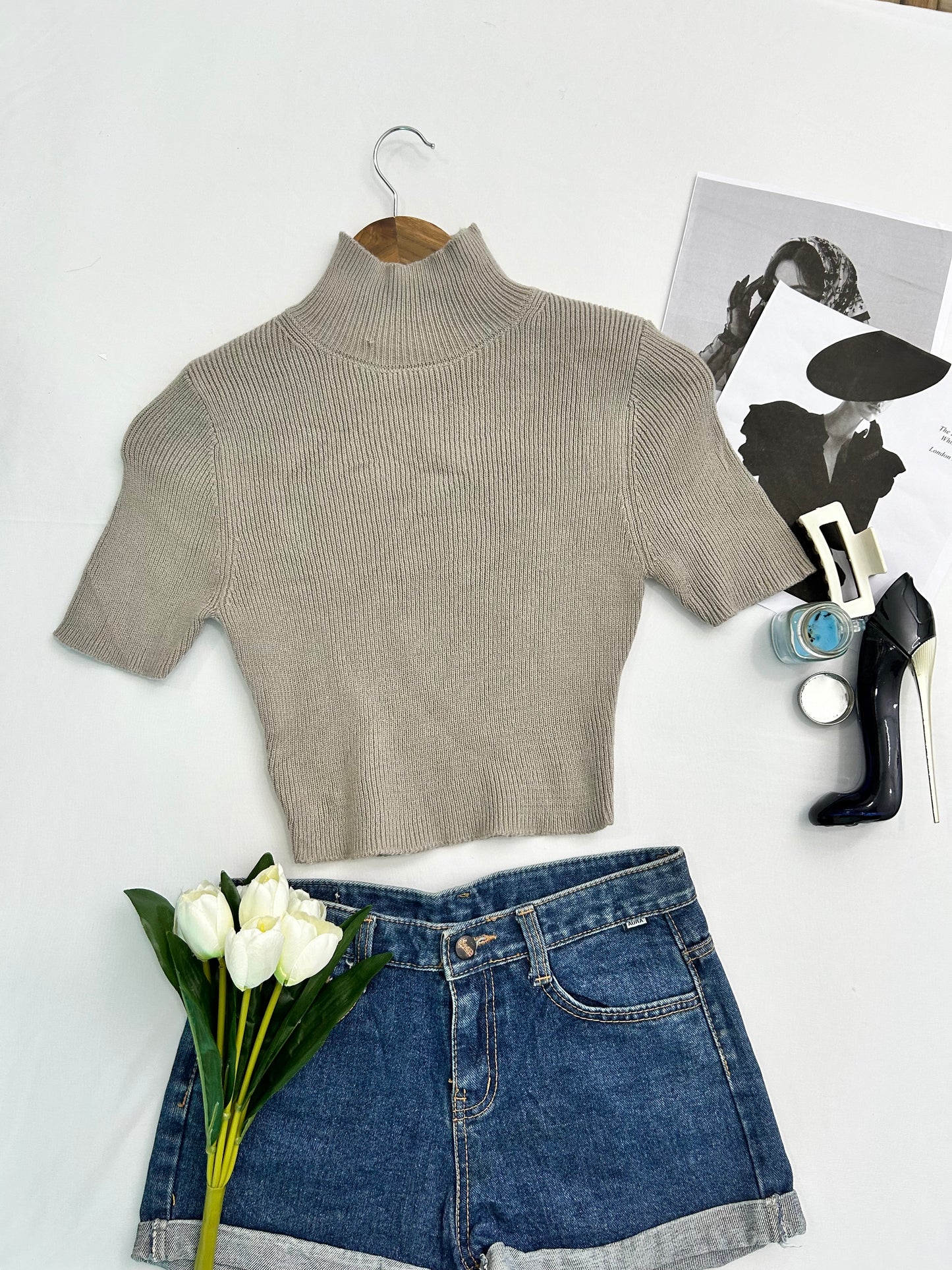 High neck half sleeves top