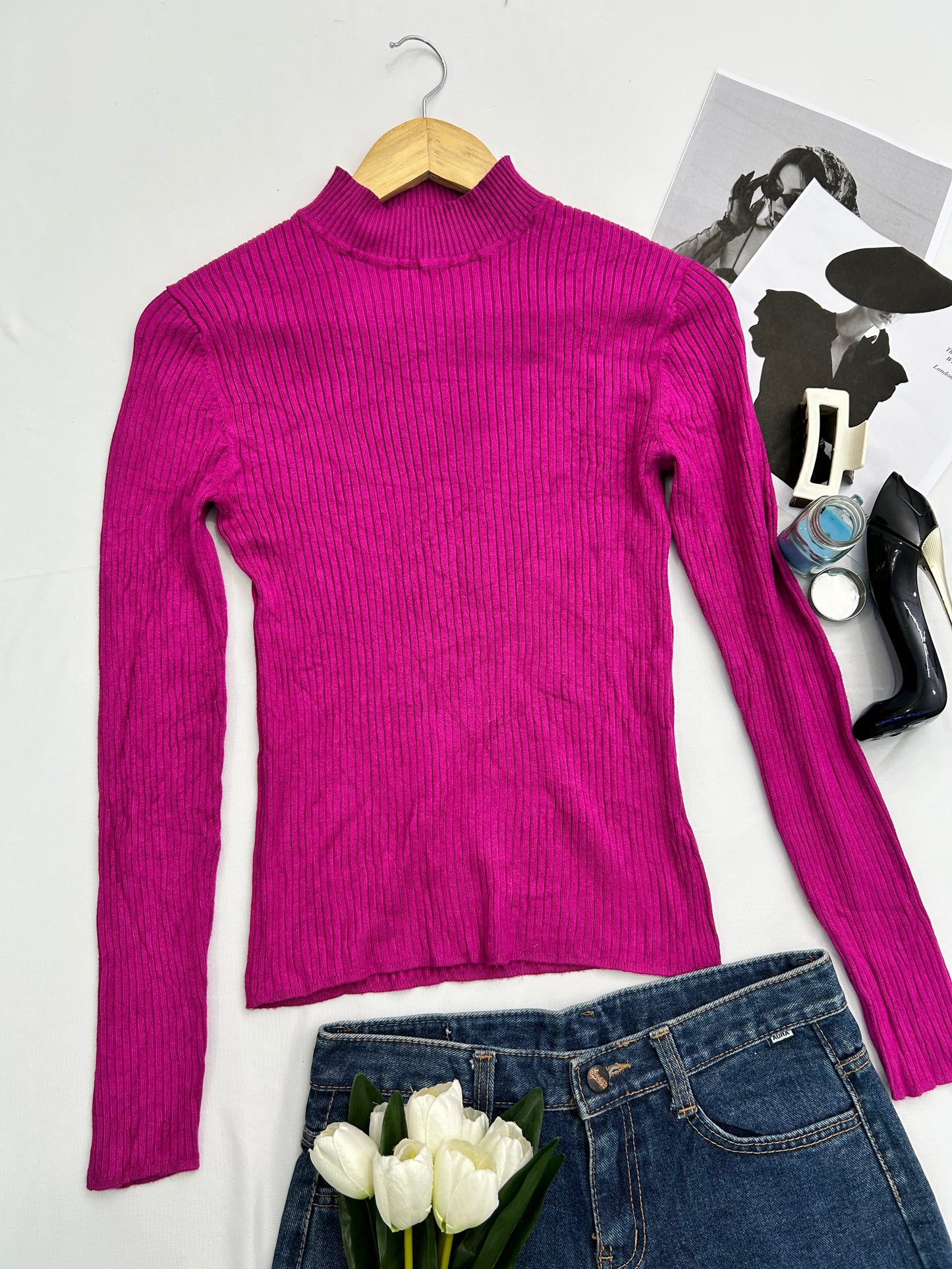 High neck Pink top