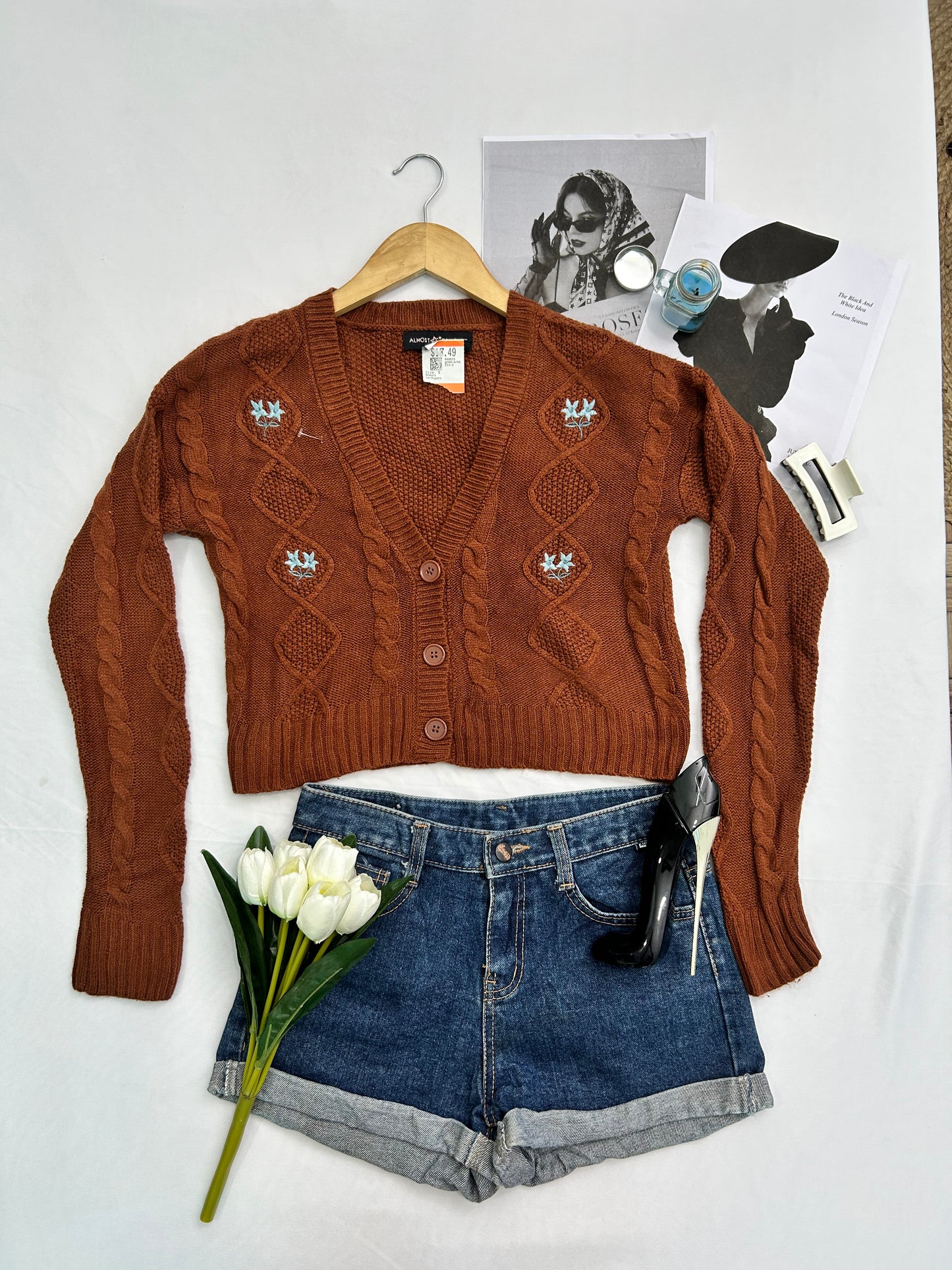 Brown floral cardigan