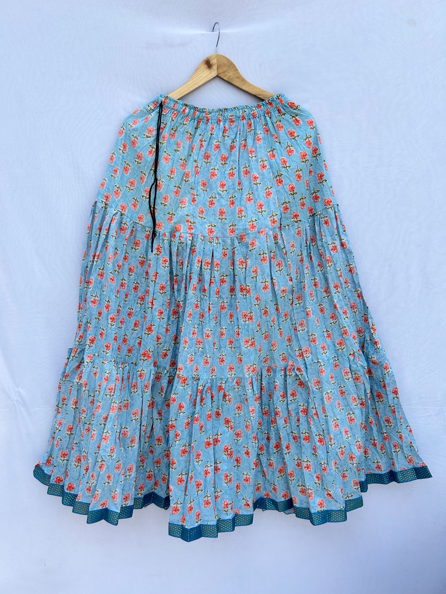 Sky blue floral printed skirt
