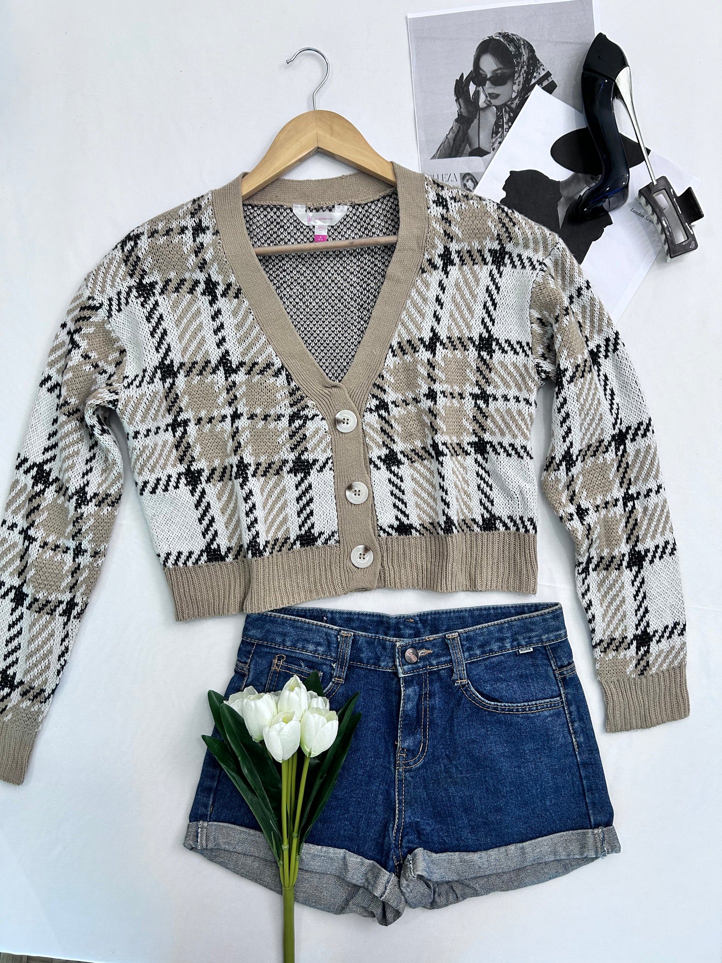 Beige checked